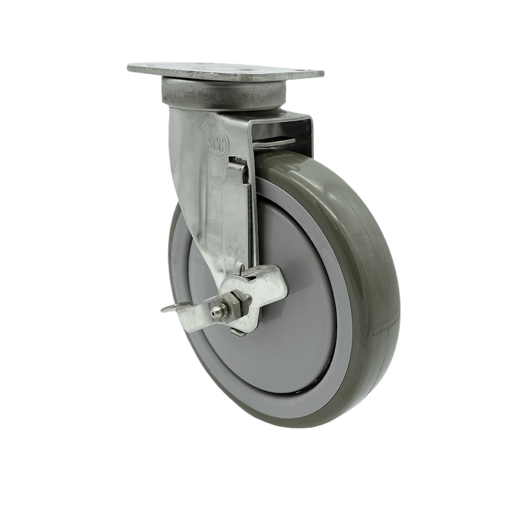 Service Caster, 6Inch x 1 1/4Inch Plate Caster, Wheel Diameter 6 in, Caster Type Swivel, Package (qty.) 1, Model SCC-SS20S614-PPUB-TLB