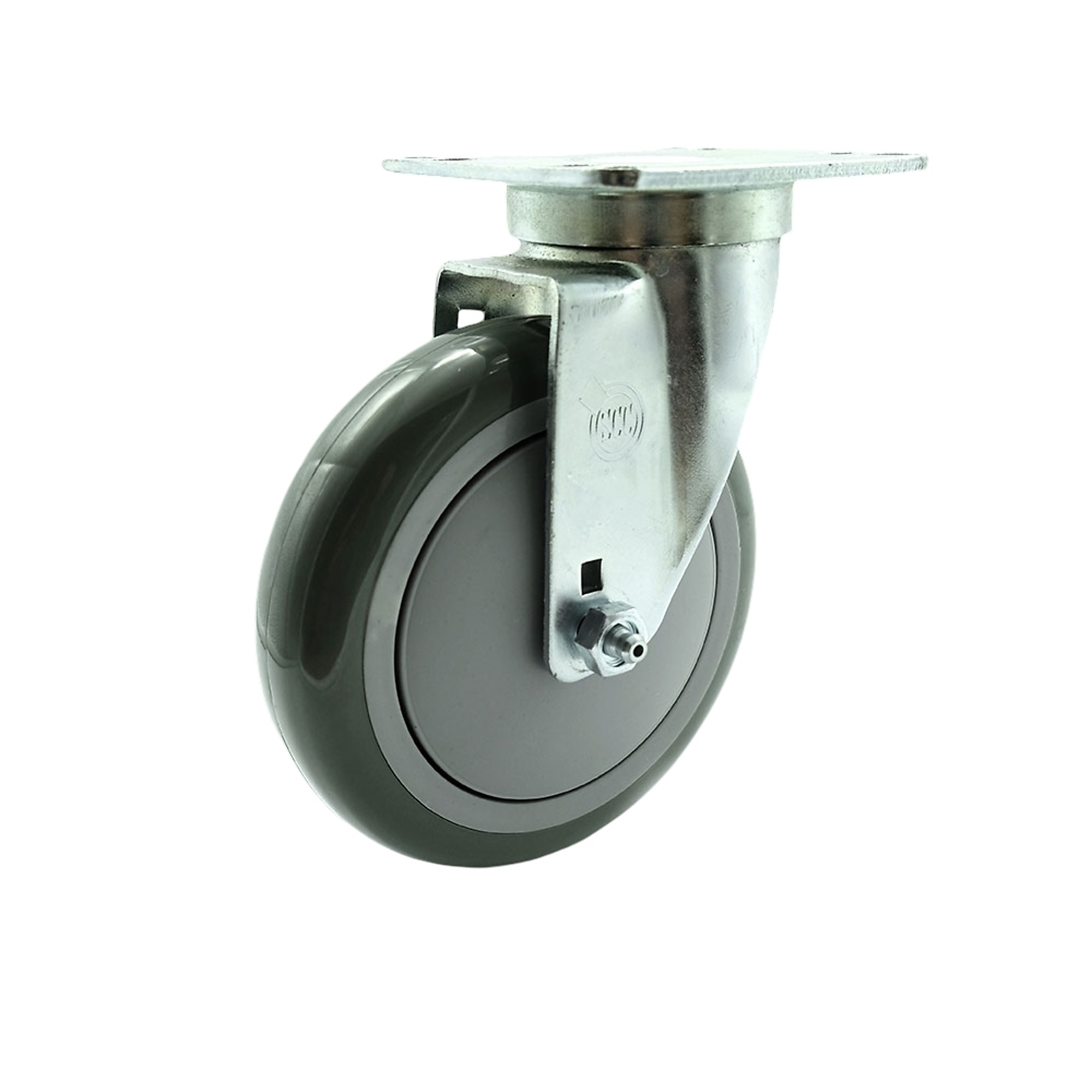 Service Caster, 5Inch x 1 1/4Inch Plate Caster, Wheel Diameter 5 in, Caster Type Swivel, Package (qty.) 1, Model SCC-20S514-PPUB-TPU1