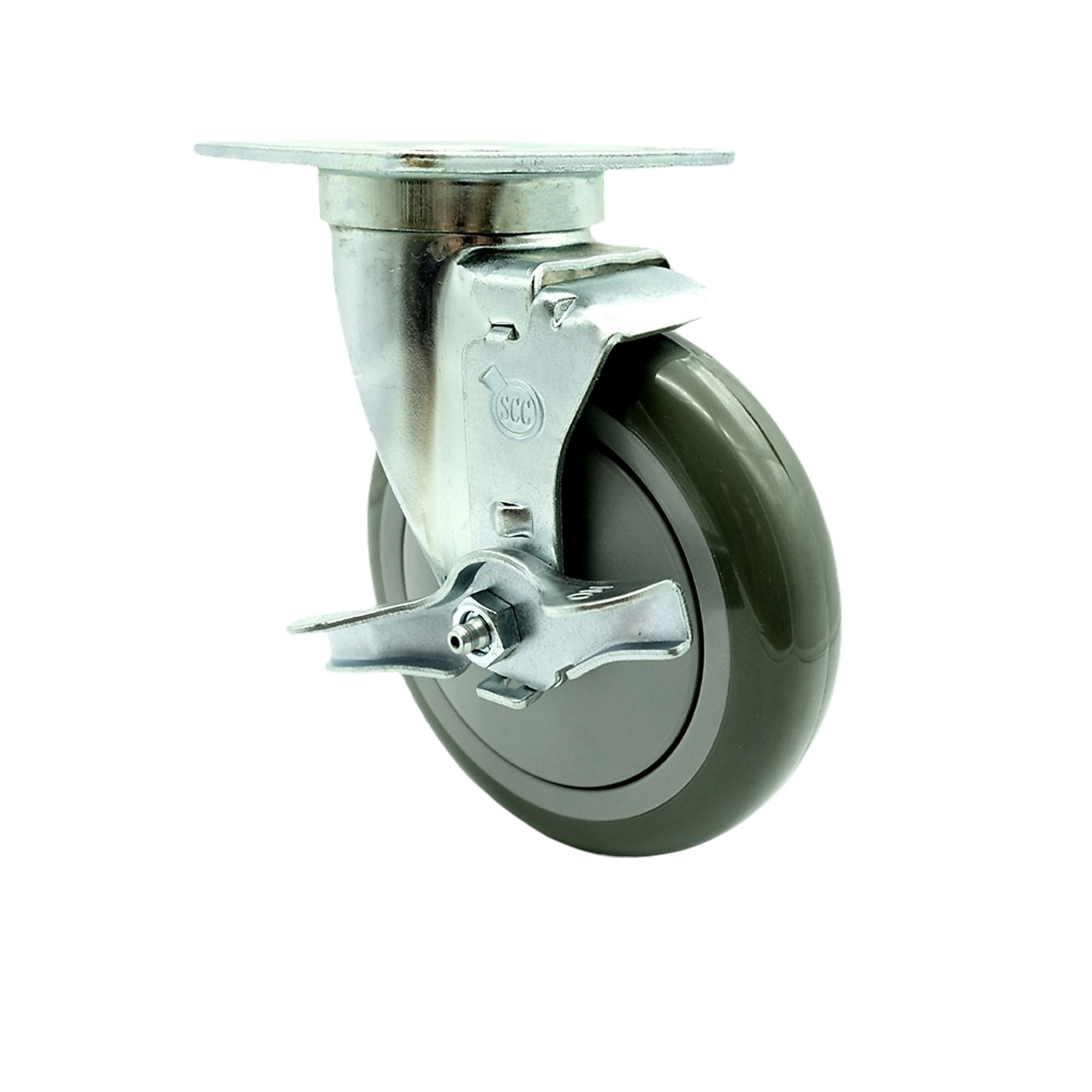 Service Caster, 5Inch x 1 1/4Inch Plate Caster, Wheel Diameter 5 in, Caster Type Swivel, Package (qty.) 1, Model SCC-20S514-PPUB-TLB-TPU1