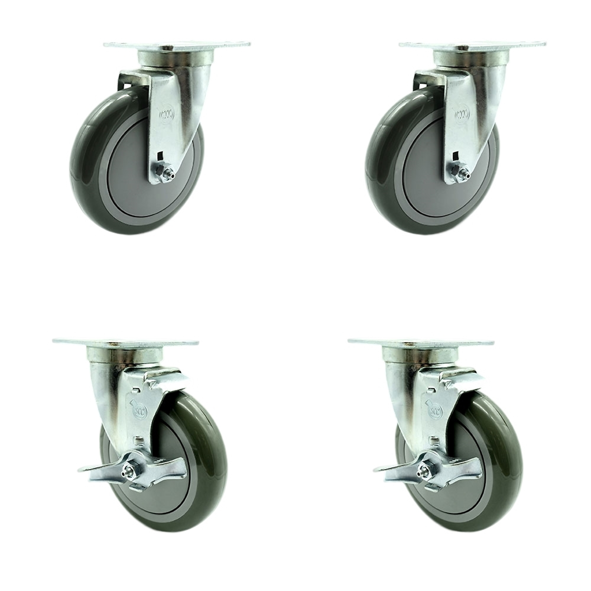 Service Caster, 5Inch x 1 1/4Inch Plate Casters, Wheel Diameter 5 in, Caster Type Swivel, Package (qty.) 4, Model SCC-20S514-PPUB-TPU1-2-TLB-2