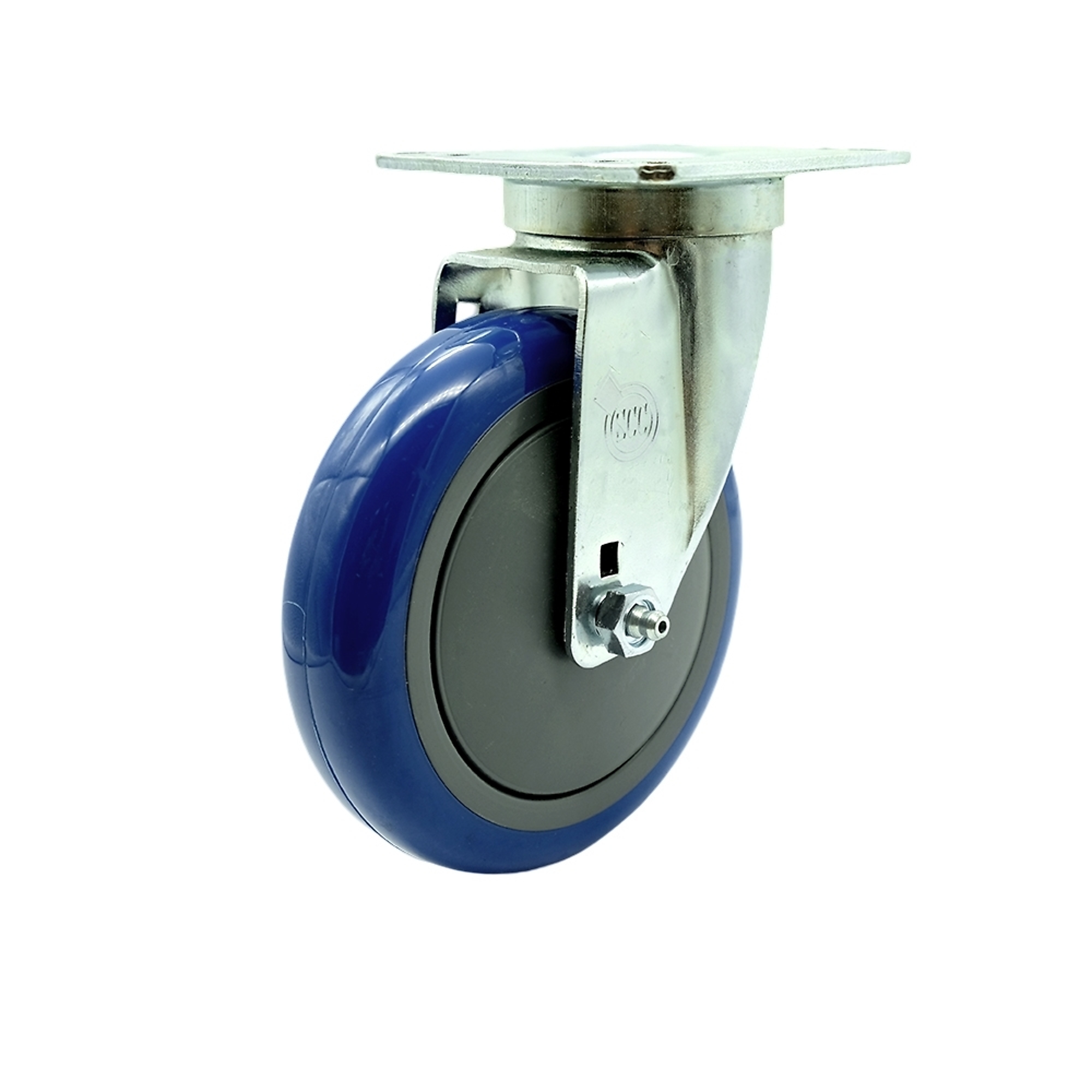 Service Caster, 5Inch x 1 1/4Inch Plate Caster, Wheel Diameter 5 in, Caster Type Swivel, Package (qty.) 1, Model SCC-20S514-PPUB-BLUE-TPU1