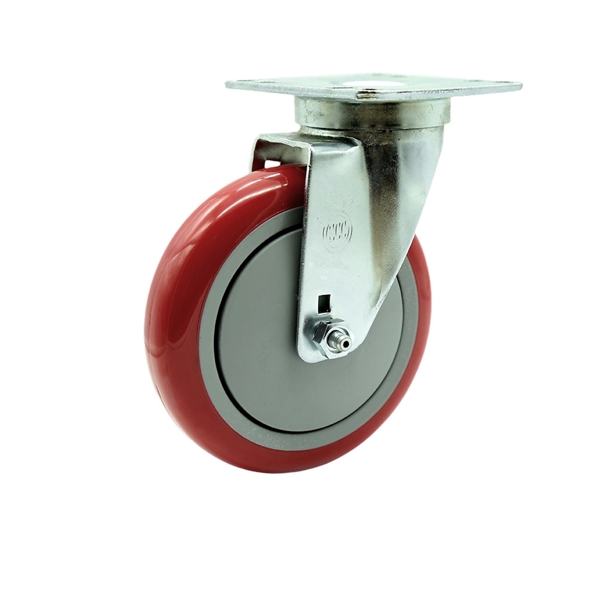 Service Caster, 5Inch x 1 1/4Inch Plate Caster, Wheel Diameter 5 in, Caster Type Swivel, Package (qty.) 1, Model SCC-20S514-PPUB-RED-TPU1