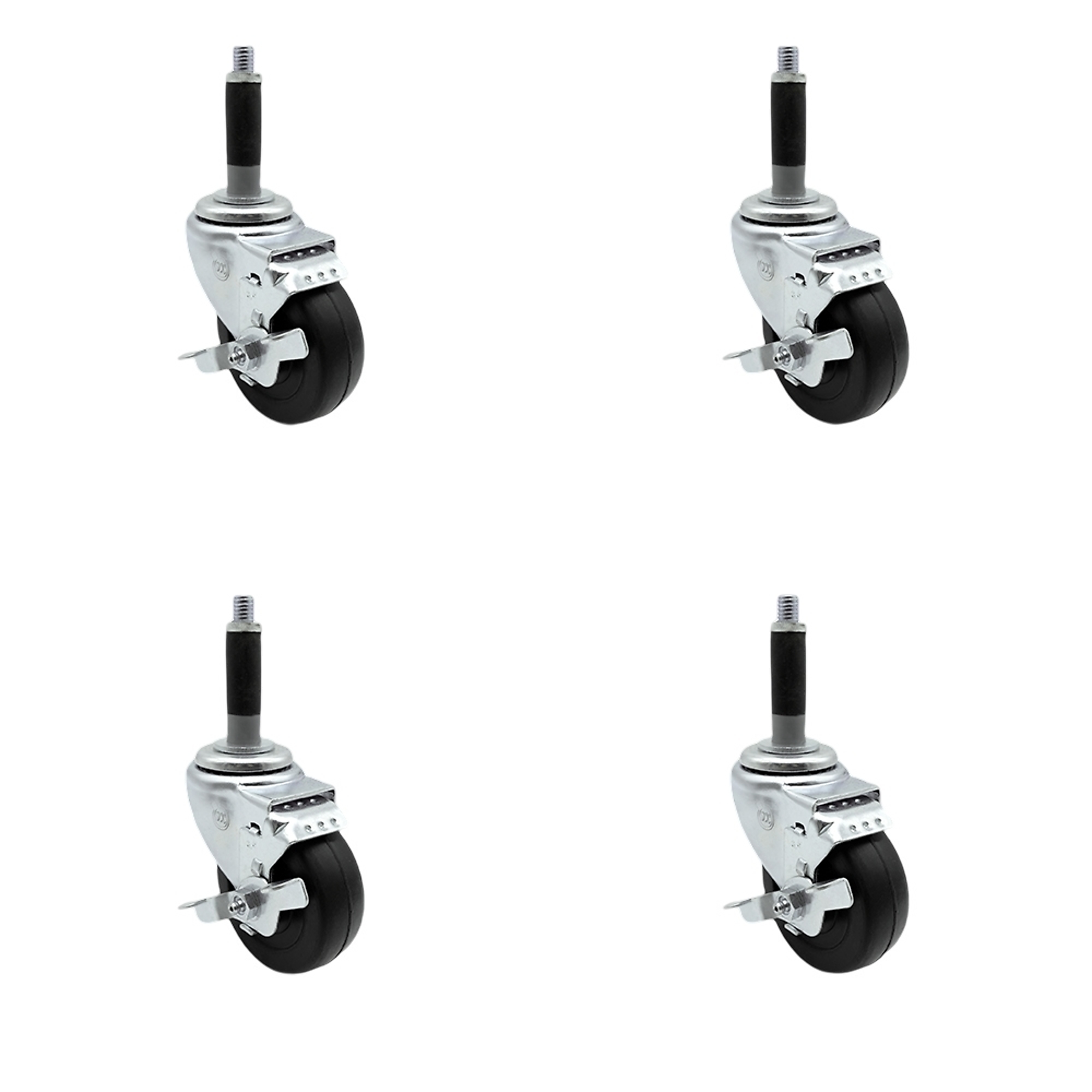 Service Caster, 3 1/2Inch x 1 1/4Inch Stem Casters, Wheel Diameter 3.5 in, Caster Type Swivel, Package (qty.) 4, Model SCC-EX20S3514-HRS-TLB-MTG40-4