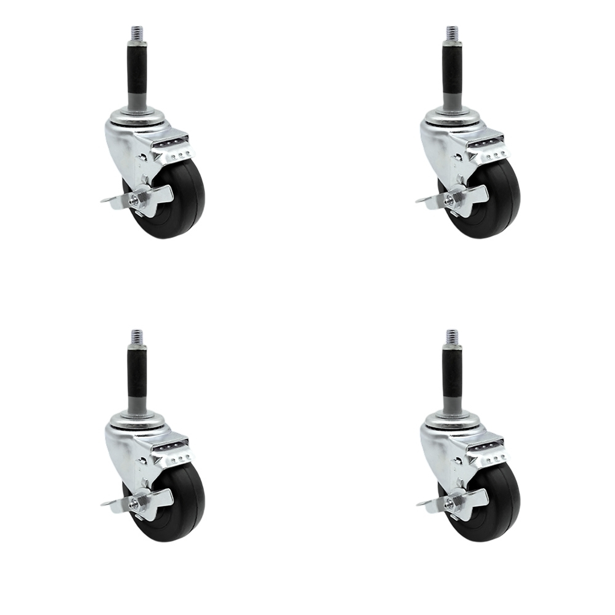 Service Caster, 3Inch x 1 1/4Inch Stem Casters, Wheel Diameter 3 in, Caster Type Swivel, Package (qty.) 4, Model SCC-EX20S314-HRS-TLB-MTG40-4