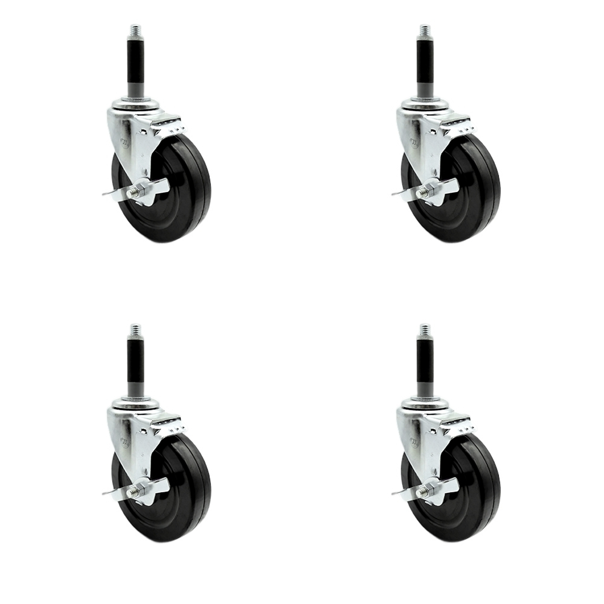 Service Caster, 5Inch x 1 1/4Inch Stem Casters, Wheel Diameter 5 in, Caster Type Swivel, Package (qty.) 4, Model SCC-EX20S514-HRS-TLB-MTG40-4