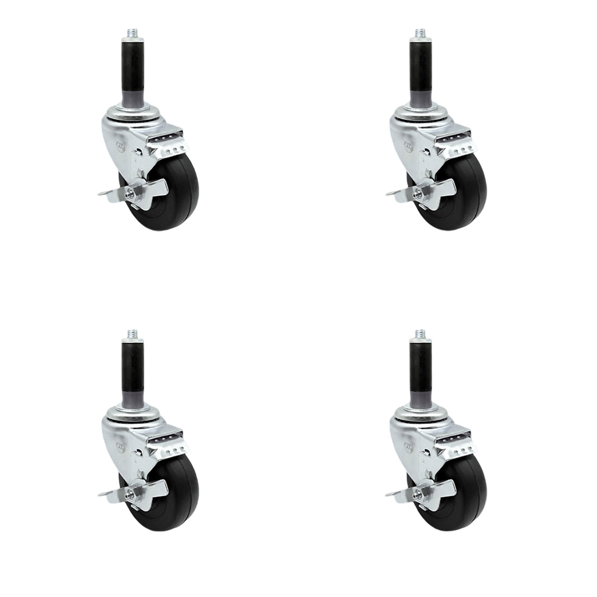 Service Caster, 3Inch x 1 1/4Inch Stem Casters, Wheel Diameter 3 in, Caster Type Swivel, Package (qty.) 4, Model SCC-EX20S314-HRS-TLB-MTG41-4