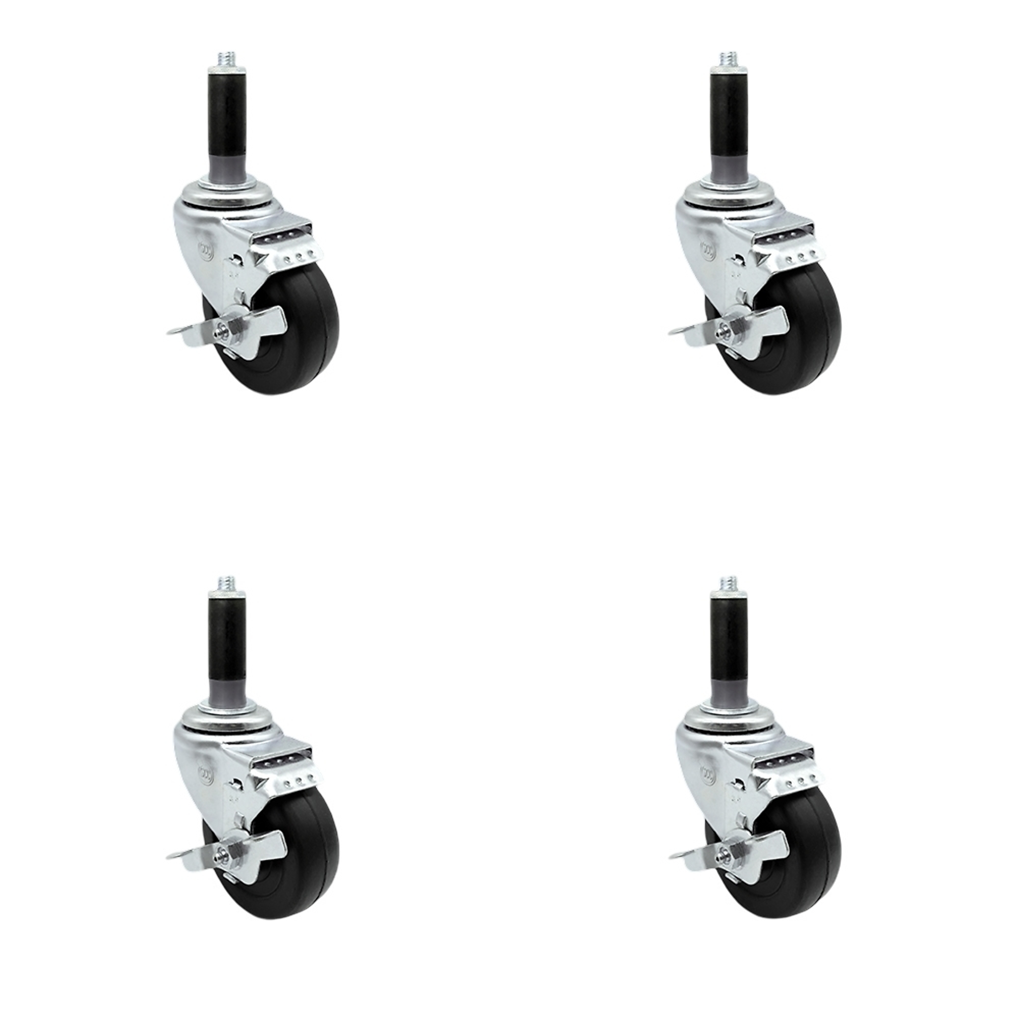 Service Caster, 3 1/2Inch x 1 1/4Inch Stem Casters, Wheel Diameter 3.5 in, Caster Type Swivel, Package (qty.) 4, Model SCC-EX20S3514-HRS-TLB-MTG41-4