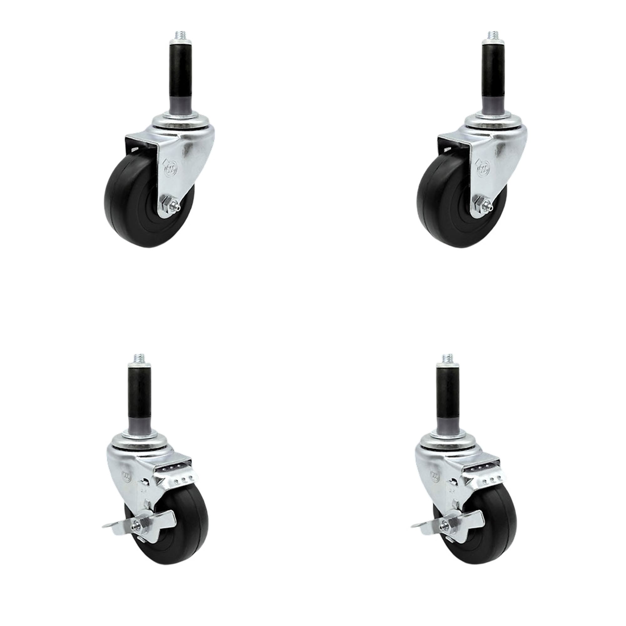 Service Caster, 3 1/2Inch x 1 1/4Inch Stem Casters, Wheel Diameter 3.5 in, Caster Type Swivel, Package (qty.) 4, Model SCC-EX20S3514-HRS-2-TLB-2-MTG41