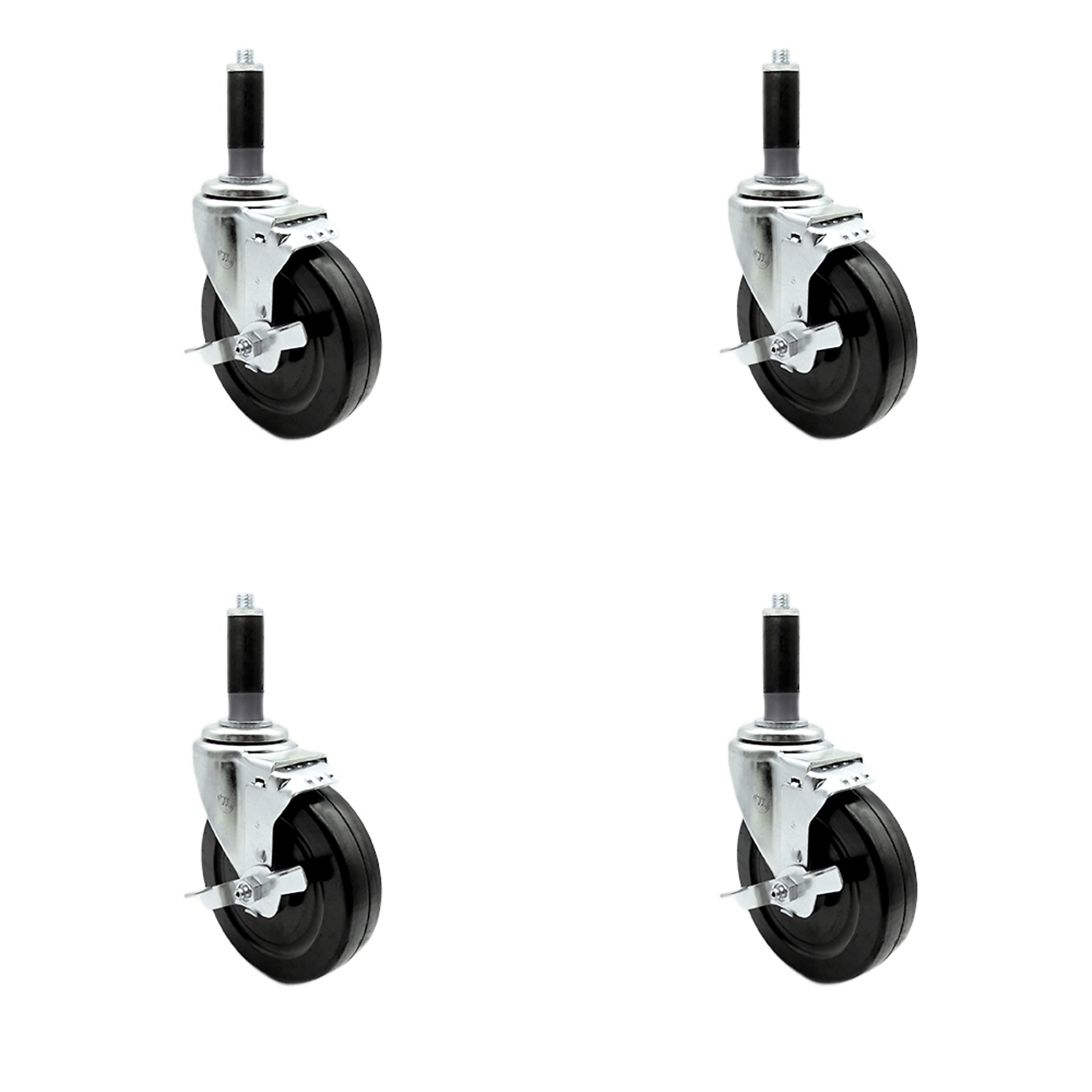 Service Caster, 5Inch x 1 1/4Inch Stem Casters, Wheel Diameter 5 in, Caster Type Swivel, Package (qty.) 4, Model SCC-EX20S514-HRS-TLB-MTG41-4