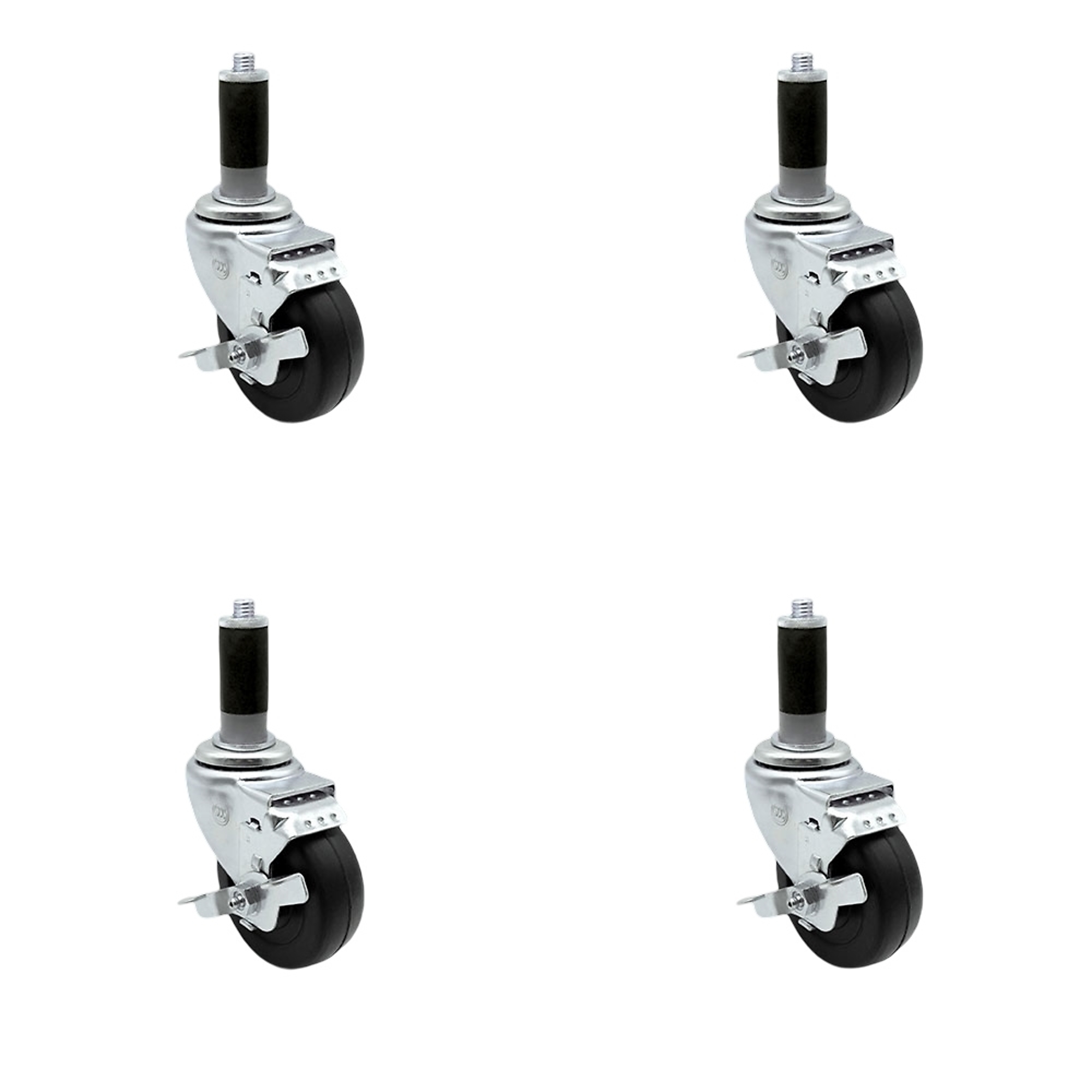 Service Caster, 3Inch x 1 1/4Inch Stem Casters, Wheel Diameter 3 in, Caster Type Swivel, Package (qty.) 4, Model SCC-EX20S314-HRS-TLB-MTG42-4