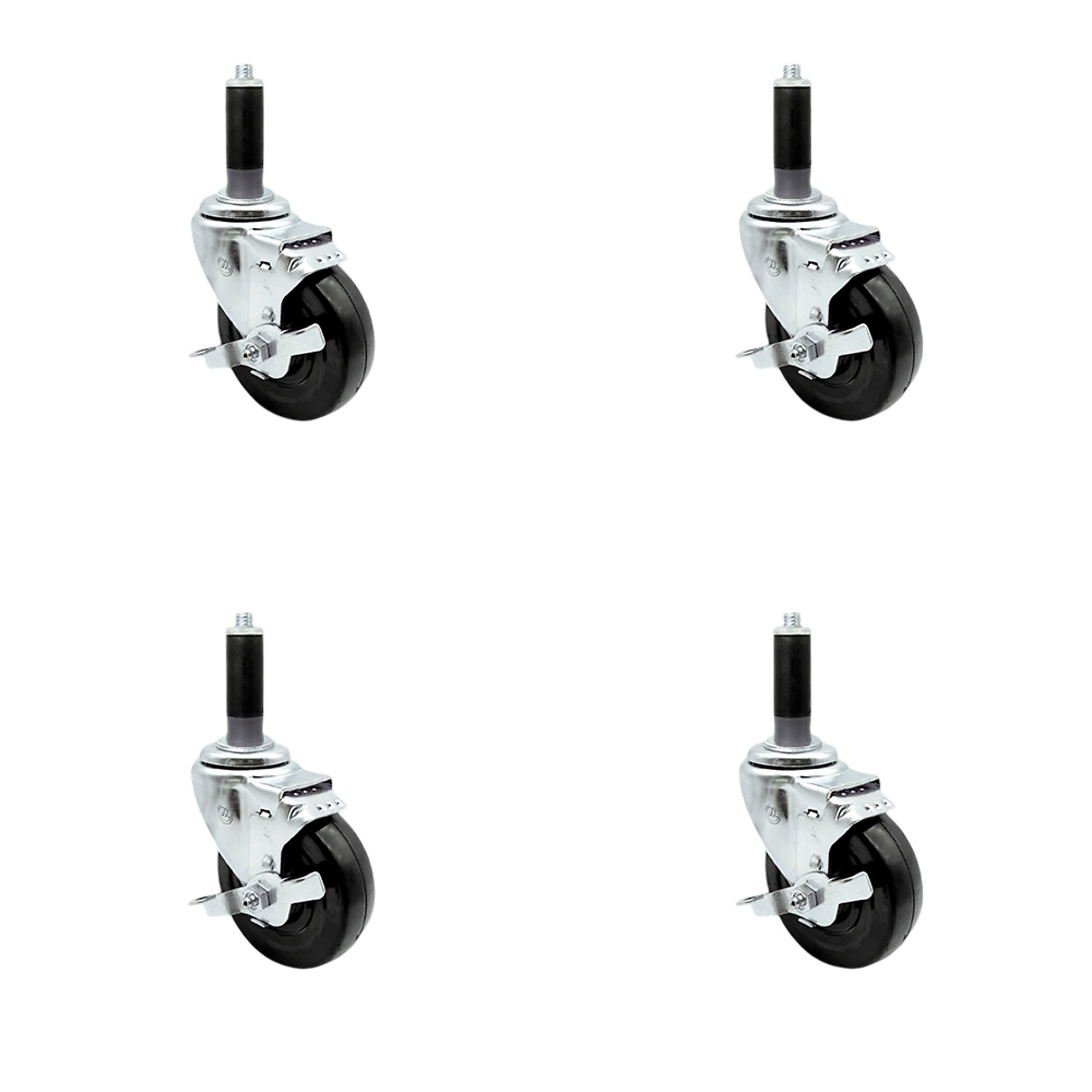 Service Caster, 4Inch x 1 1/4Inch Stem Casters, Wheel Diameter 4 in, Caster Type Swivel, Package (qty.) 4, Model SCC-EX20S414-HRS-TLB-MTG41-4