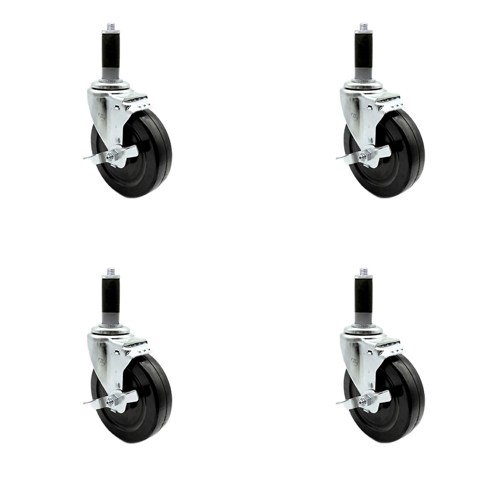 Service Caster, 5Inch x 1 1/4Inch Stem Casters, Wheel Diameter 5 in, Caster Type Swivel, Package (qty.) 4, Model SCC-EX20S514-HRS-TLB-MTG42-4