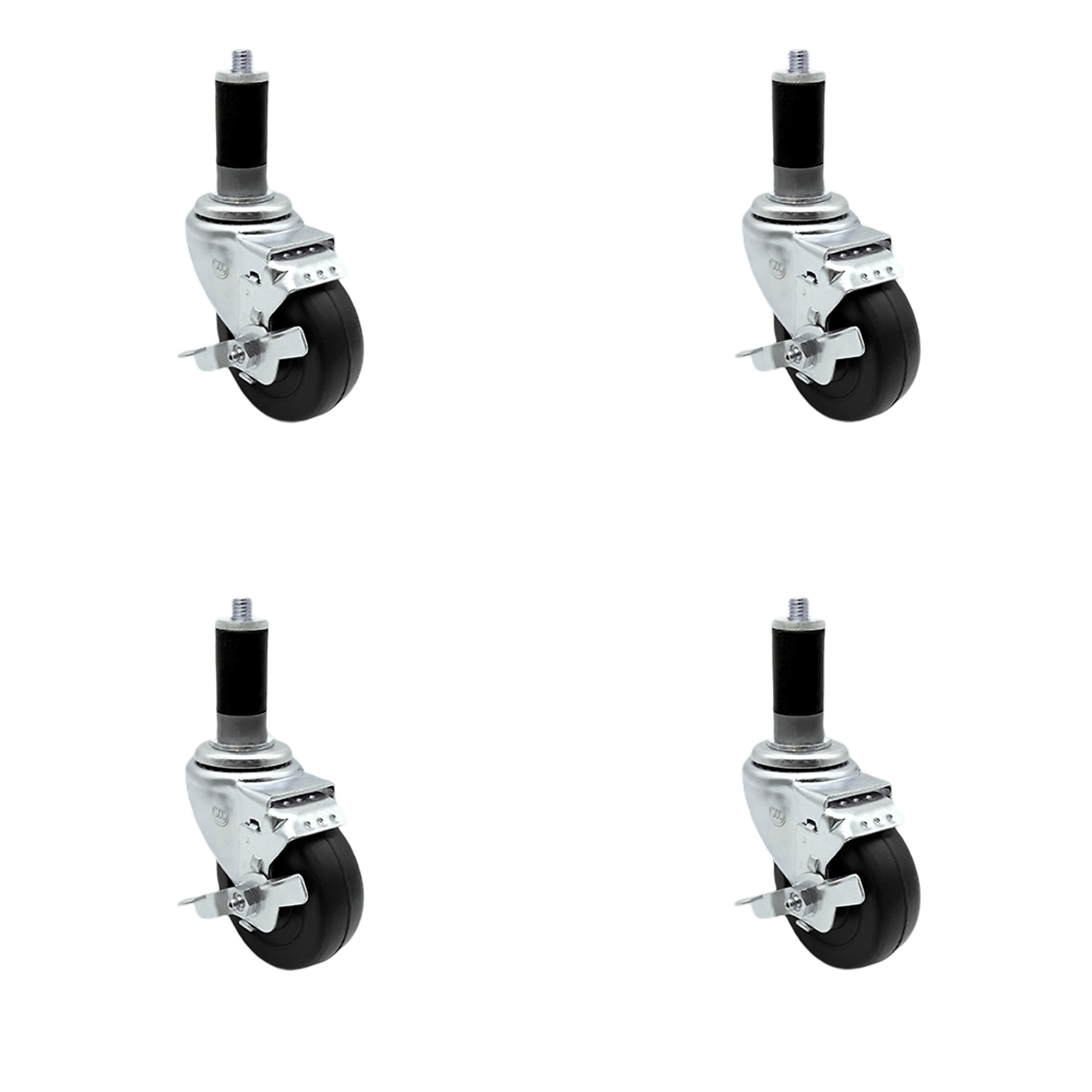 Service Caster, 4Inch x 1 1/4Inch Stem Casters, Wheel Diameter 4 in, Caster Type Swivel, Package (qty.) 4, Model SCC-EX20S414-HRS-TLB-MTG43-4