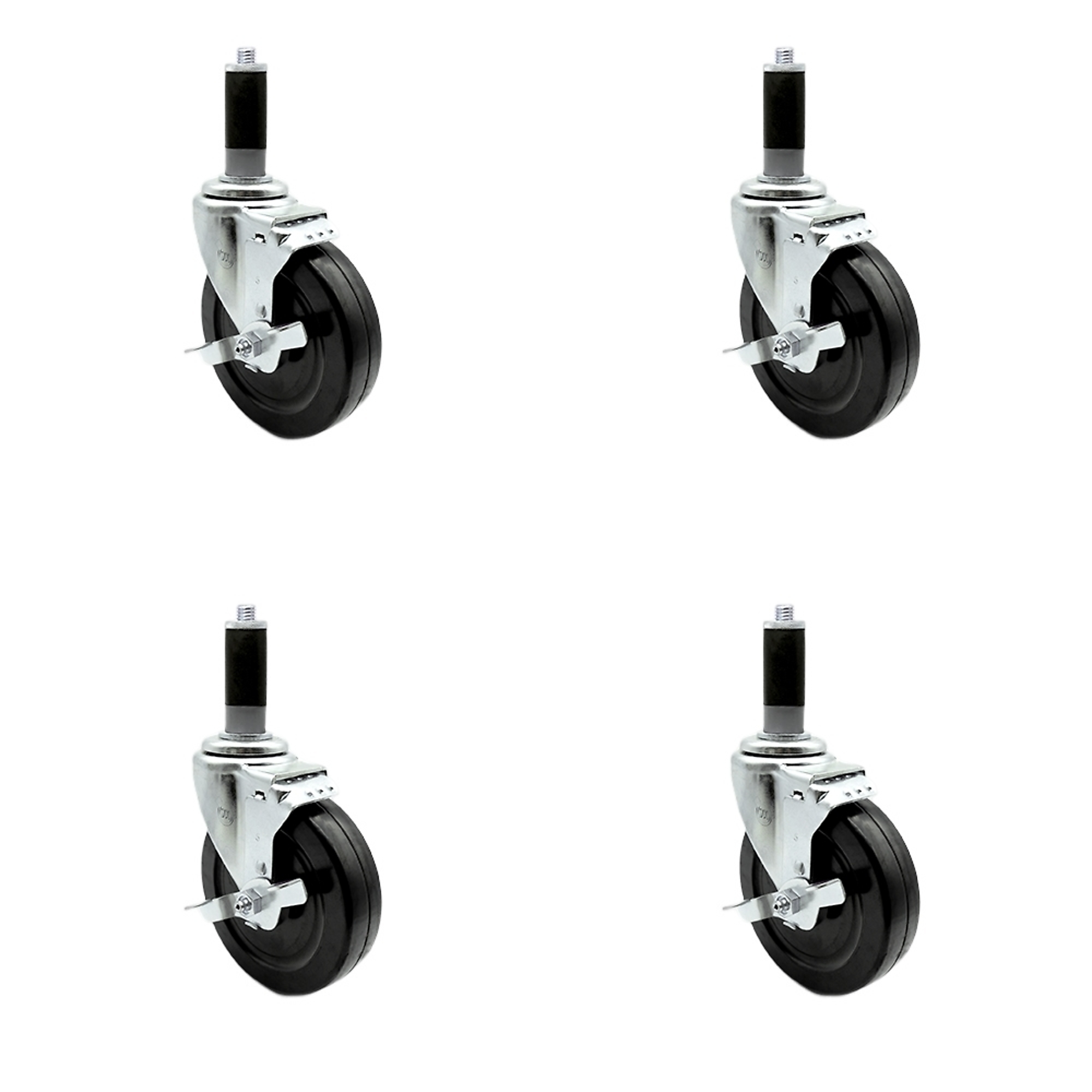 Service Caster, 5Inch x 1 1/4Inch Stem Casters, Wheel Diameter 5 in, Caster Type Swivel, Package (qty.) 4, Model SCC-EX20S514-HRS-TLB-MTG43-4