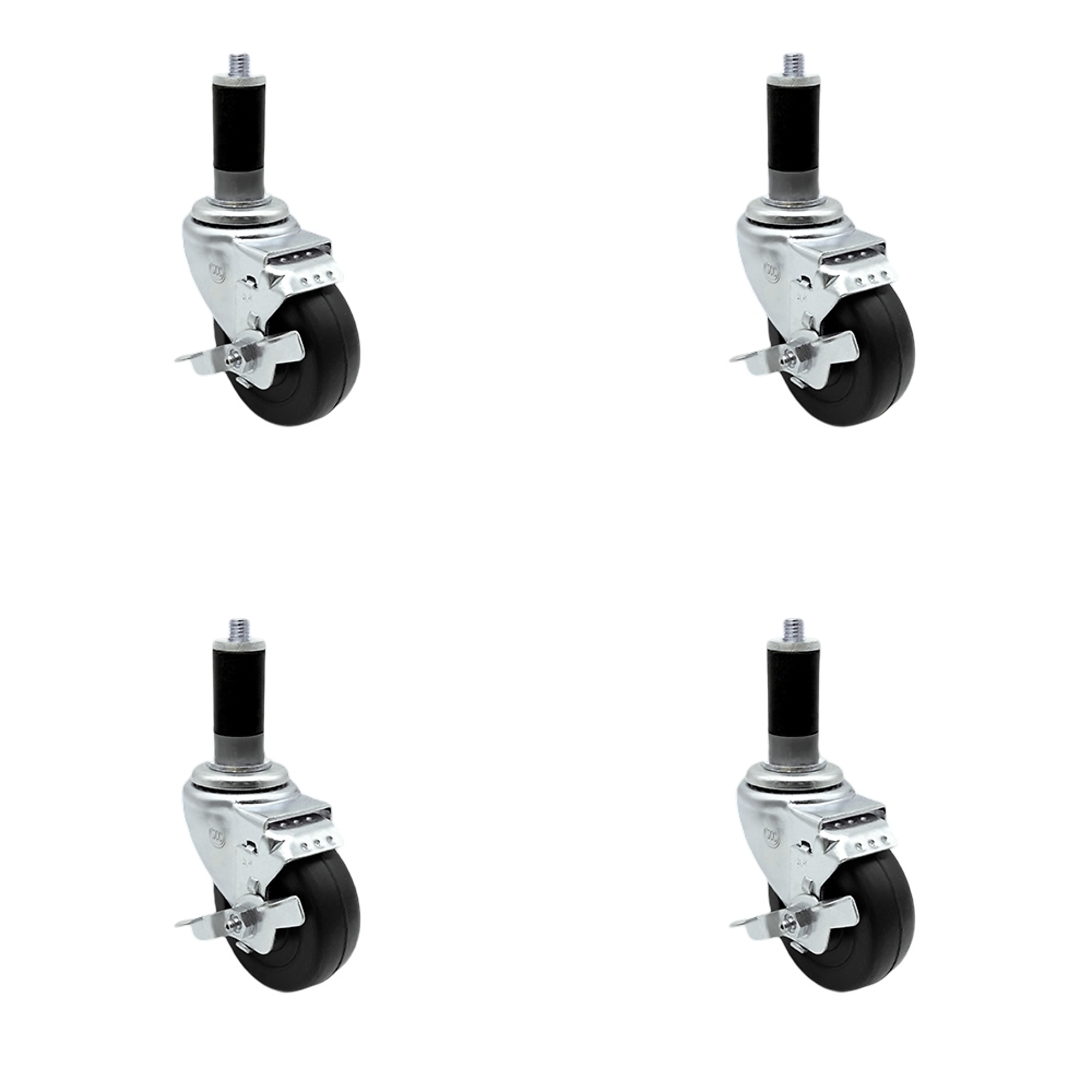 Service Caster, 3 1/2Inch x 1 1/4Inch Stem Casters, Wheel Diameter 3.5 in, Caster Type Swivel, Package (qty.) 4, Model SCC-EX20S3514-HRS-TLB-MTG43-4