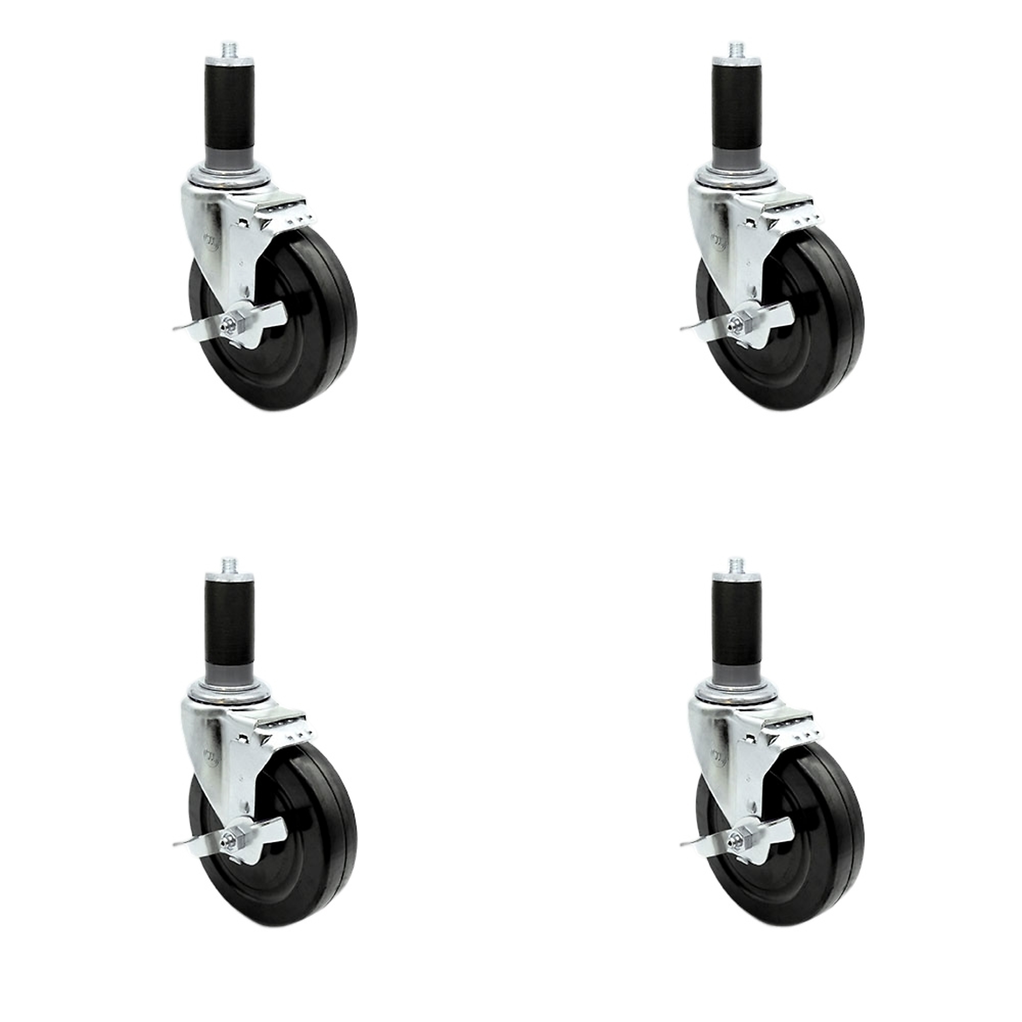 Service Caster, 5Inch x 1 1/4Inch Stem Casters, Wheel Diameter 5 in, Caster Type Swivel, Package (qty.) 4, Model SCC-EX20S514-HRS-TLB-MTG44-4