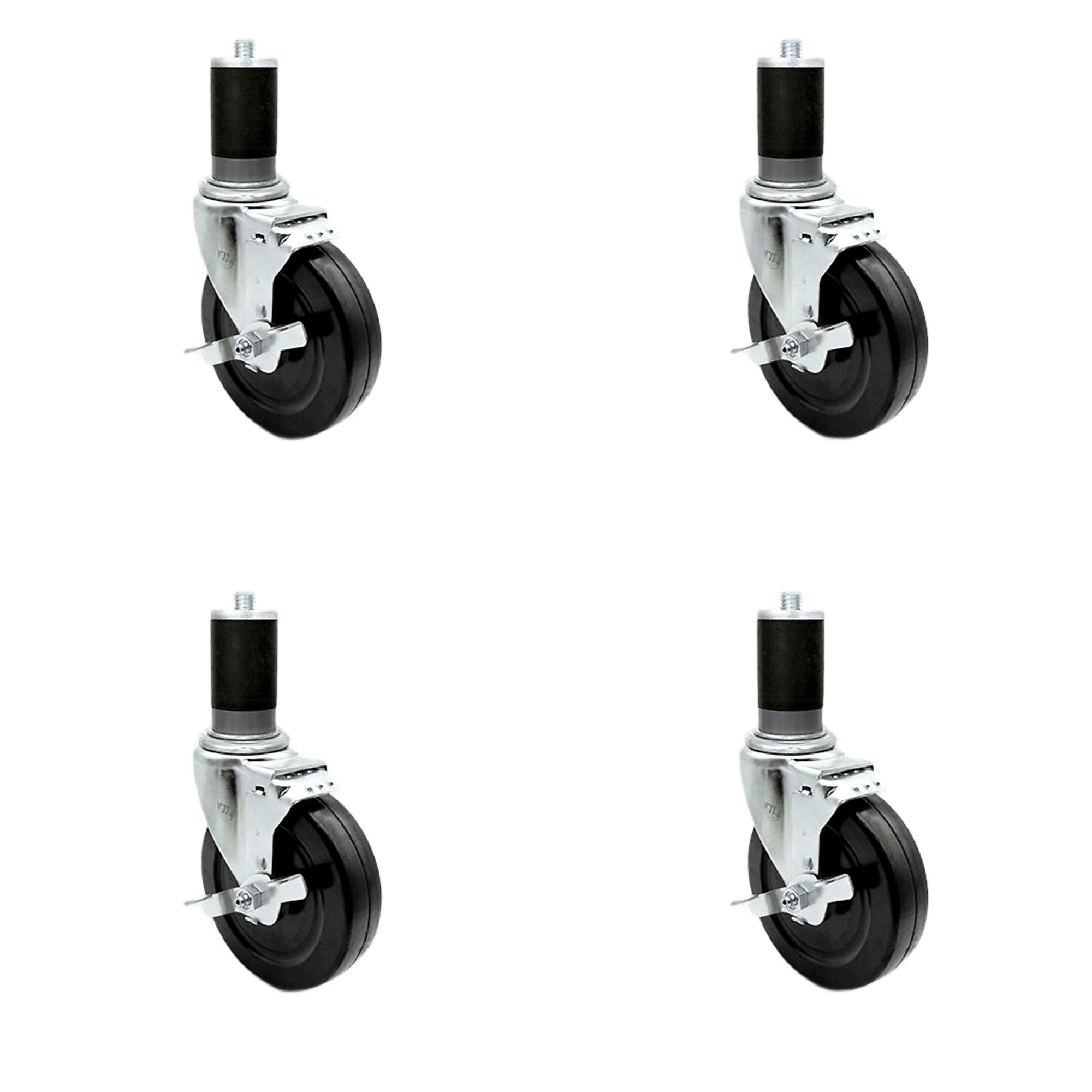 Service Caster, 5Inch x 1 1/4Inch Stem Casters, Wheel Diameter 5 in, Caster Type Swivel, Package (qty.) 4, Model SCC-EX20S514-HRS-TLB-MTG46-4