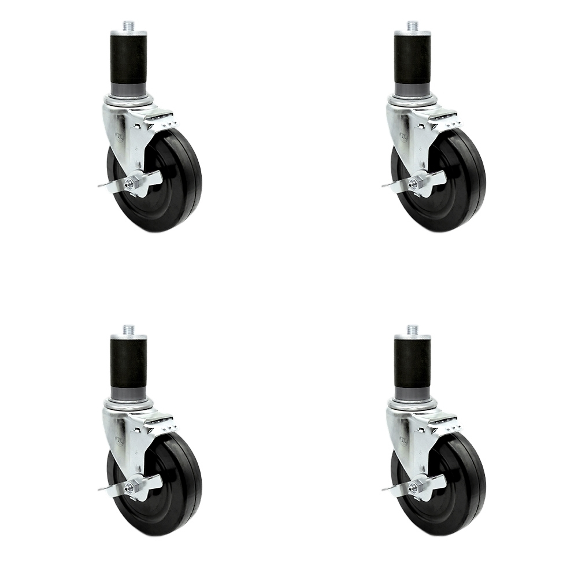 Service Caster, 5Inch x 1 1/4Inch Stem Casters, Wheel Diameter 5 in, Caster Type Swivel, Package (qty.) 4, Model SCC-EX20S514-HRS-TLB-MTG47-4