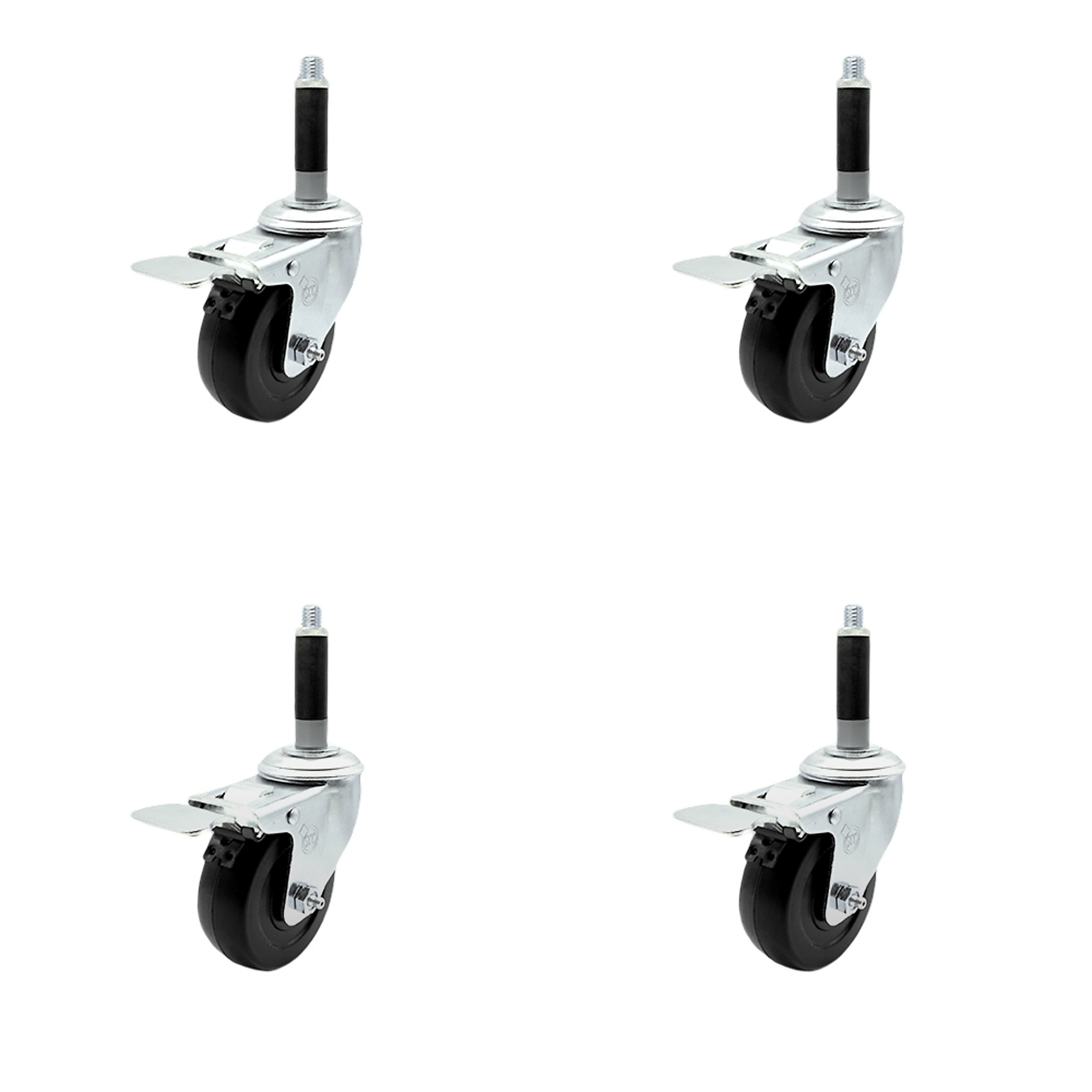 Service Caster, 4Inch x 1 1/4Inch Stem Casters, Wheel Diameter 4 in, Caster Type Swivel, Package (qty.) 4, Model SCC-SSTTLEX20S414-HRS-MTG40-4