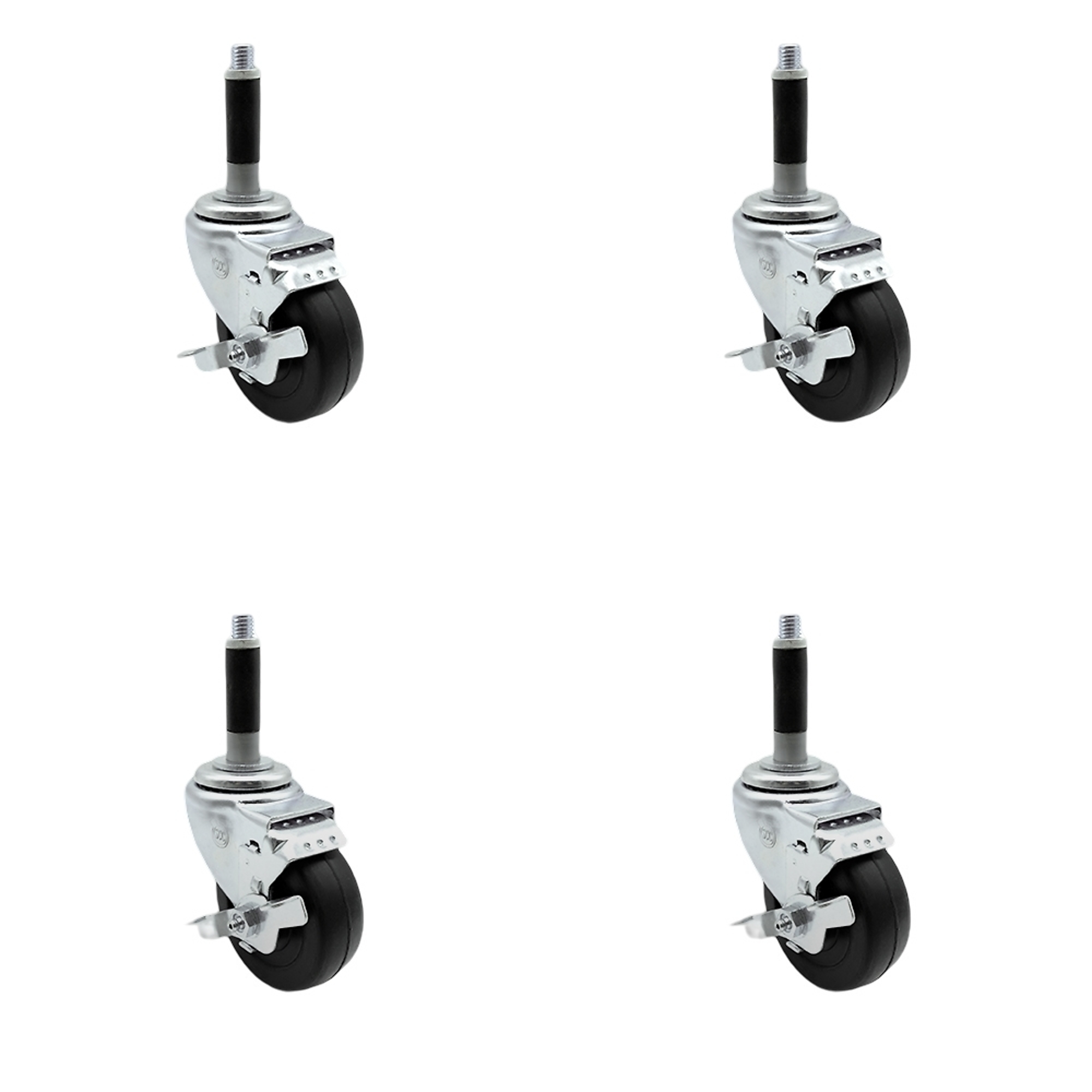 Service Caster, 3Inch x 1 1/4Inch Stem Casters, Wheel Diameter 3 in, Caster Type Swivel, Package (qty.) 4, Model SCC-SSEX20S314-HRS-TLB-MTG40-4