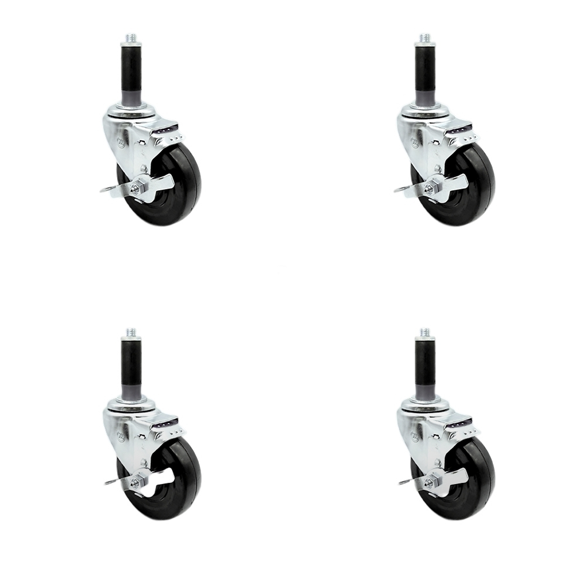 Service Caster, 4Inch x 1 1/4Inch Stem Casters, Wheel Diameter 4 in, Caster Type Swivel, Package (qty.) 4, Model SCC-SSEX20S414-HRS-TLB-MTG41-4