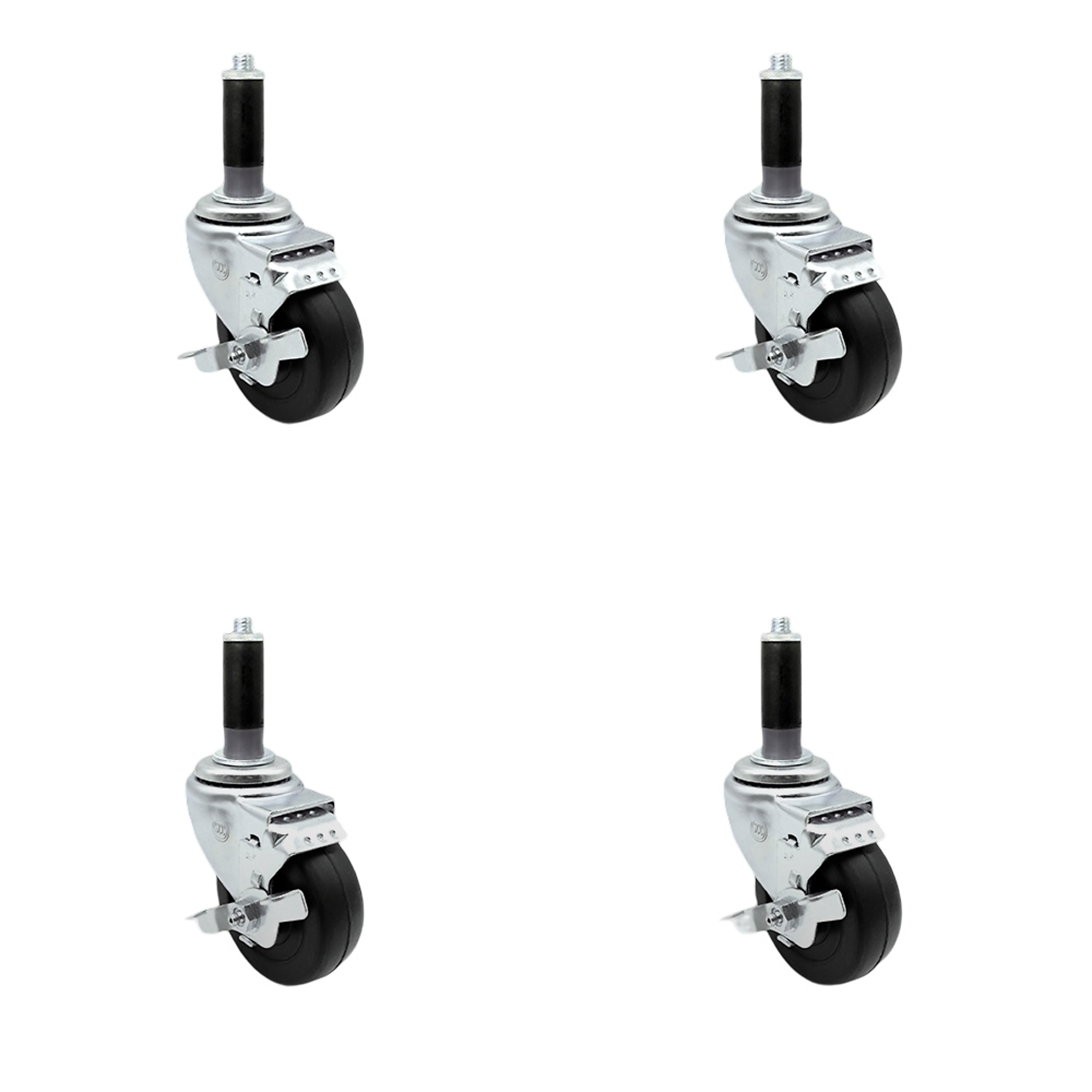 Service Caster, 3 1/2Inch x 1 1/4Inch Stem Casters, Wheel Diameter 3.5 in, Caster Type Swivel, Package (qty.) 4, Model SCC-SSEX20S3514-HRS-TLB-MTG41-4