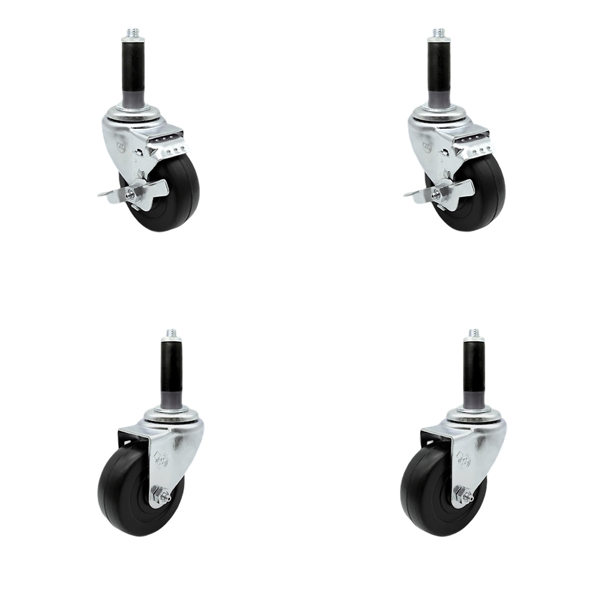 Service Caster, 3Inch x 1 1/4Inch Stem Casters, Wheel Diameter 3 in, Caster Type Swivel, Package (qty.) 4, Model SCC-SSEX20S314-HRS-2-TLB-2-MTG41