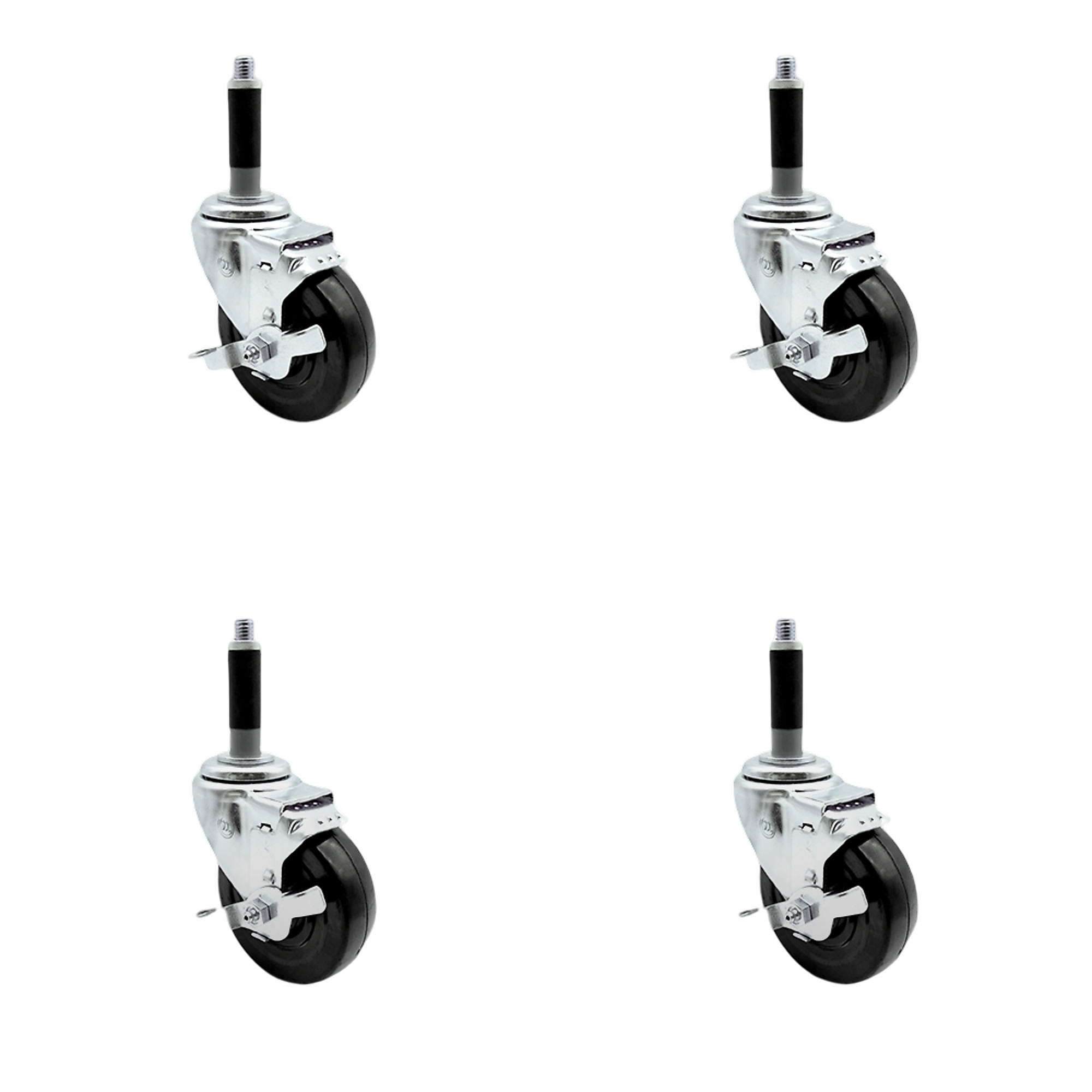 Service Caster, 4Inch x 1 1/4Inch Stem Casters, Wheel Diameter 4 in, Caster Type Swivel, Package (qty.) 4, Model SCC-SSEX20S414-HRS-TLB-MTG40-4