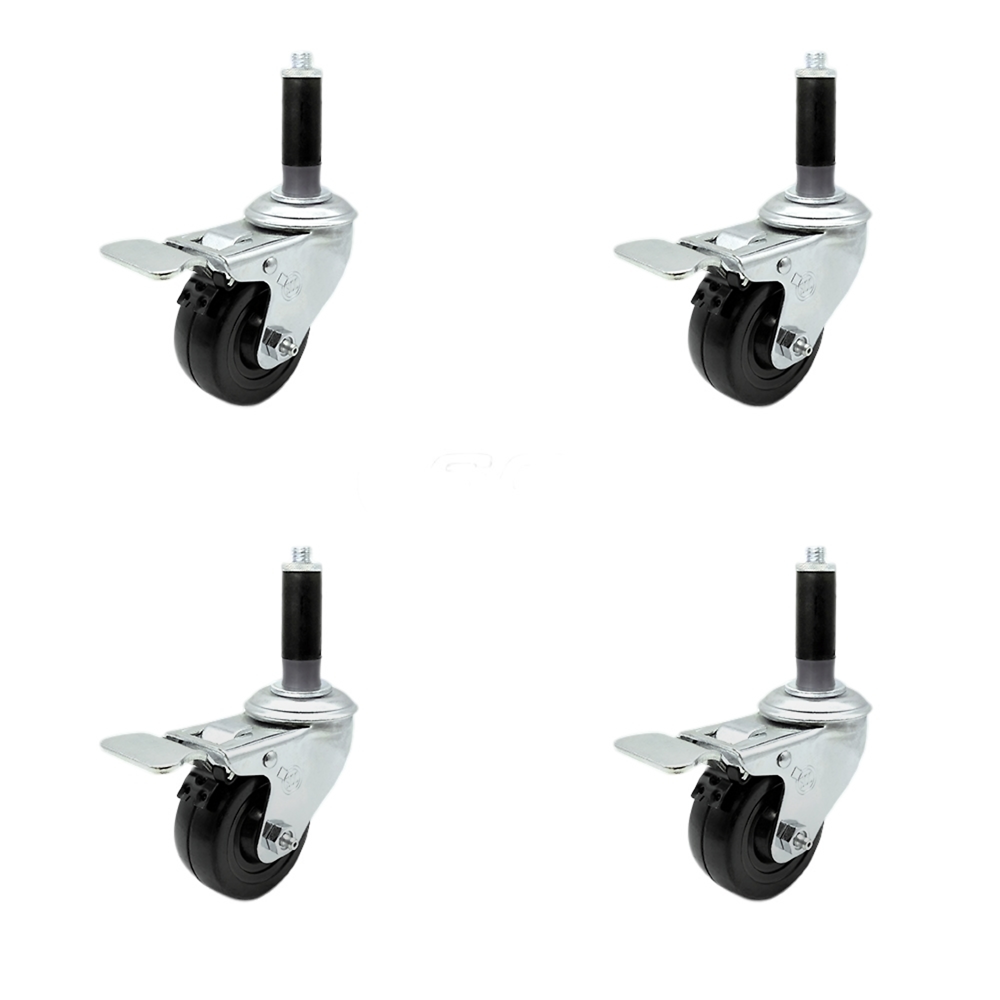 Service Caster, 3Inch x 1 1/4Inch Stem Casters, Wheel Diameter 3 in, Caster Type Swivel, Package (qty.) 4, Model SCC-SSTTLEX20S314-HRS-MTG41-4