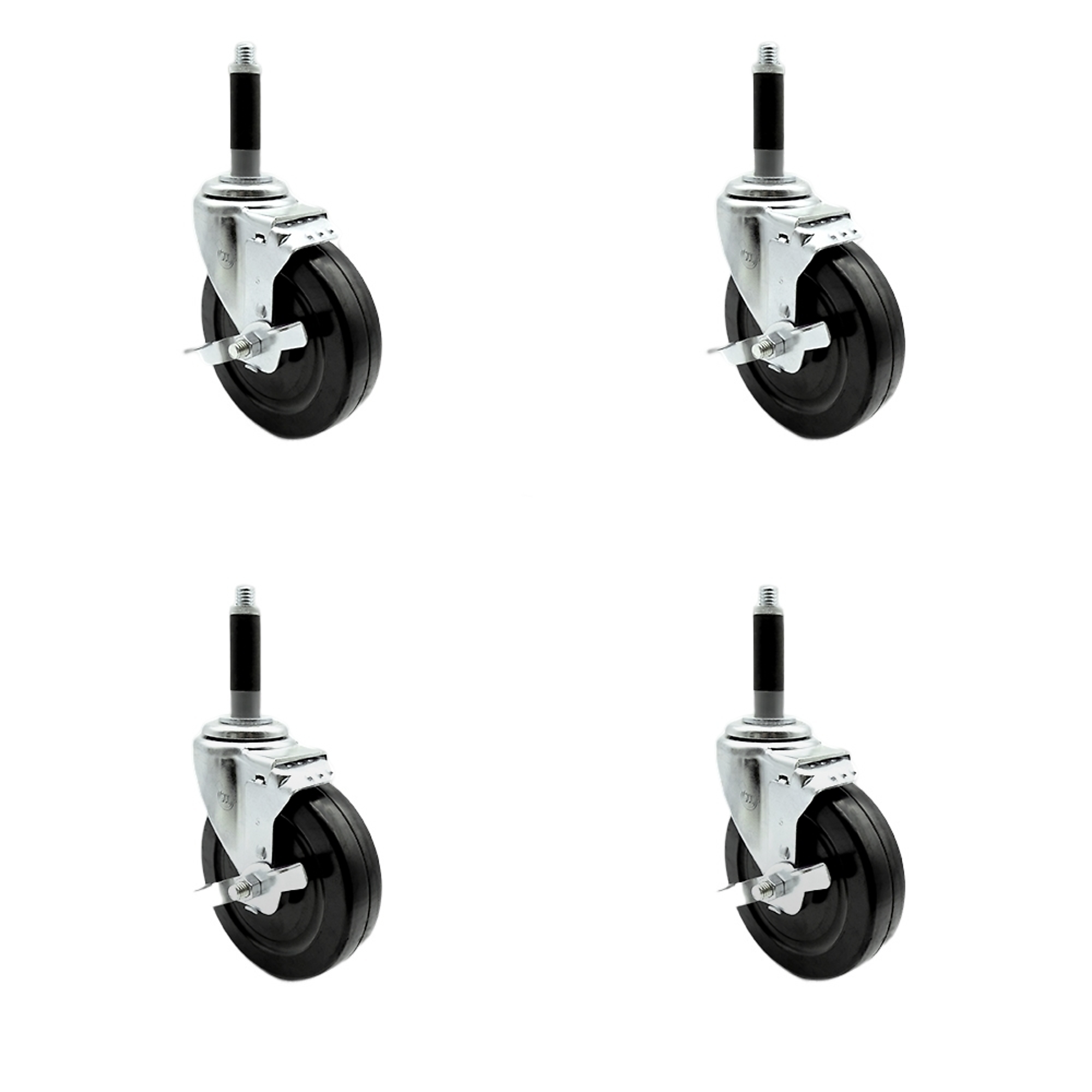 Service Caster, 5Inch x 1 1/4Inch Stem Casters, Wheel Diameter 5 in, Caster Type Swivel, Package (qty.) 4, Model SCC-SSEX20S514-HRS-TLB-MTG40-4