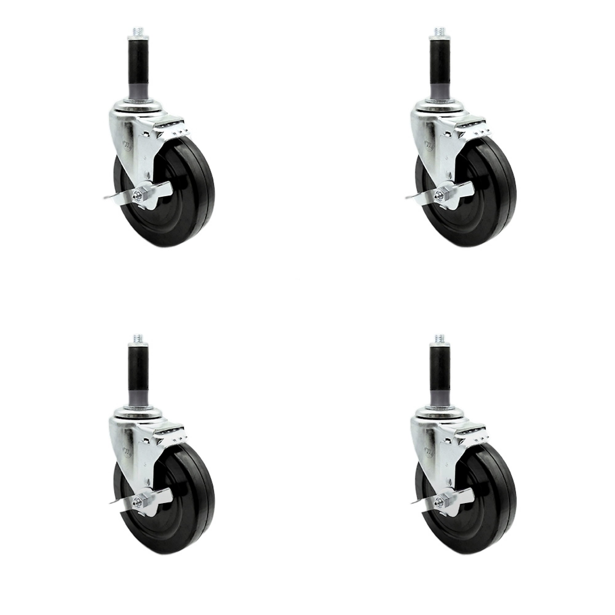 Service Caster, 5Inch x 1 1/4Inch Stem Casters, Wheel Diameter 5 in, Caster Type Swivel, Package (qty.) 4, Model SCC-SSEX20S514-HRS-TLB-MTG41-4