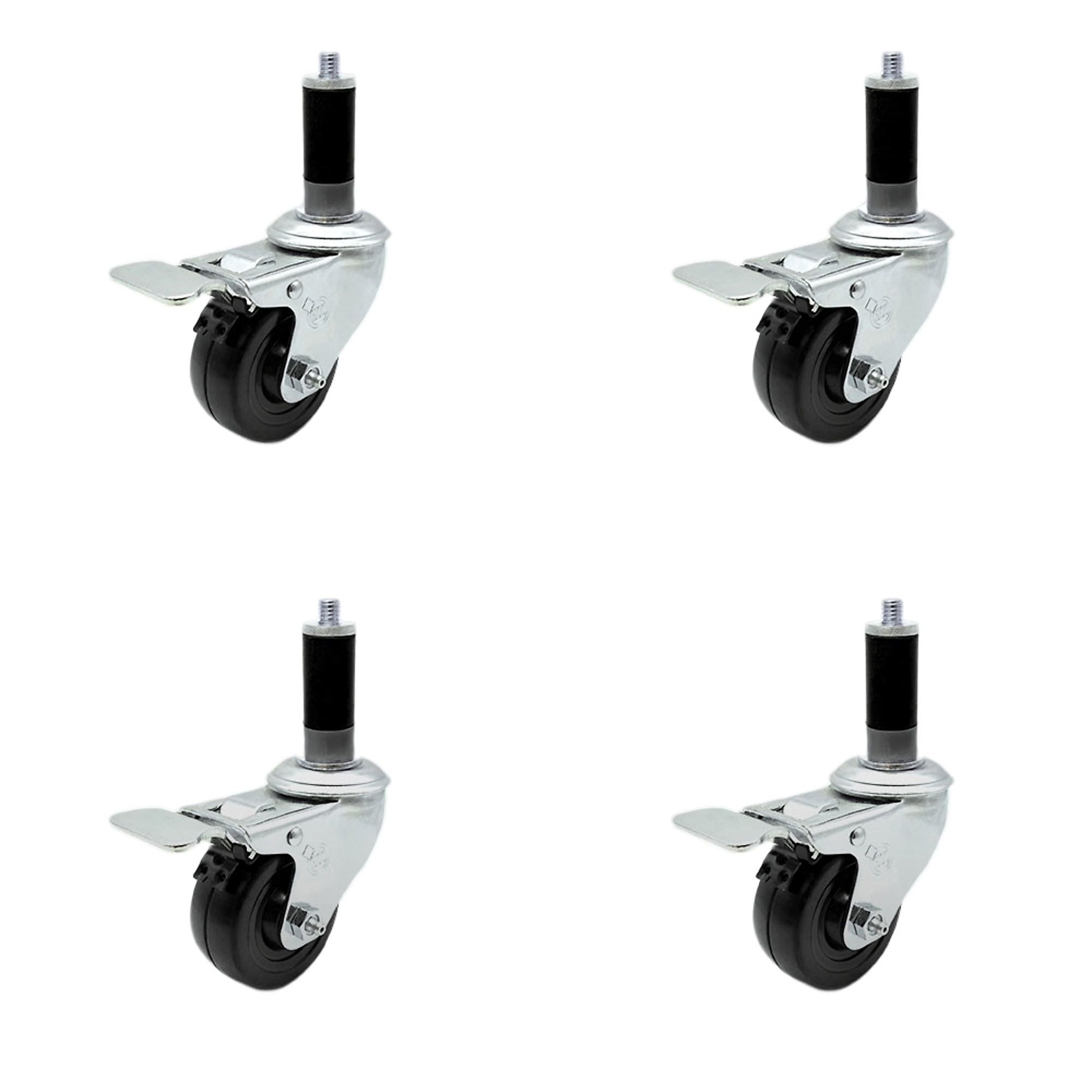 Service Caster, 3Inch x 1 1/4Inch Stem Casters, Wheel Diameter 3 in, Caster Type Swivel, Package (qty.) 4, Model SCC-SSTTLEX20S314-HRS-MTG43-4