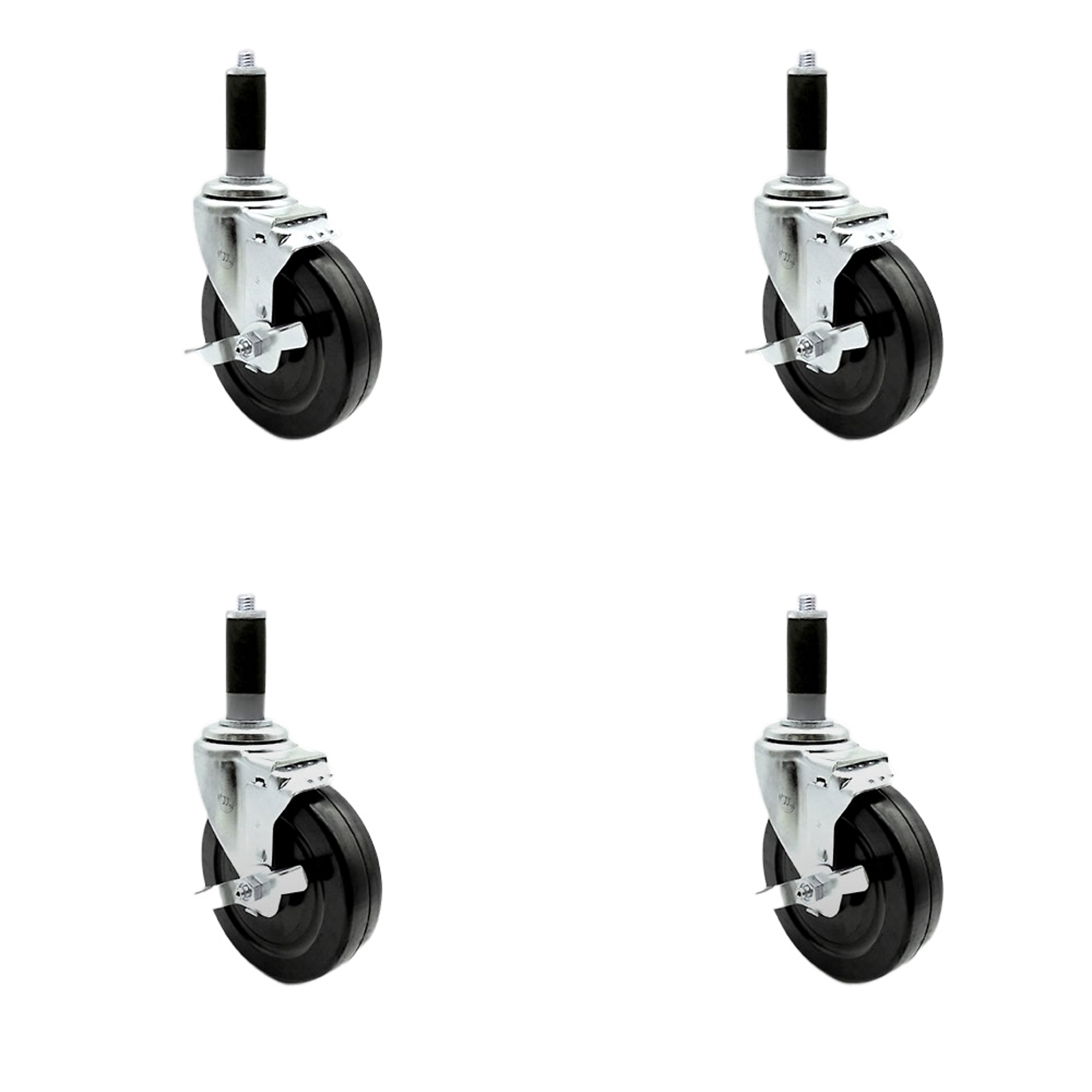 Service Caster, 5Inch x 1 1/4Inch Stem Casters, Wheel Diameter 5 in, Caster Type Swivel, Package (qty.) 4, Model SCC-SSEX20S514-HRS-TLB-MTG42-4