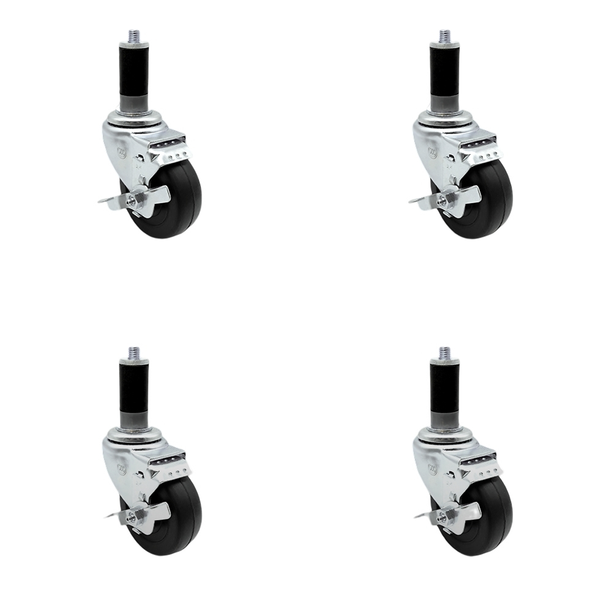 Service Caster, 3 1/2Inch x 1 1/4Inch Stem Casters, Wheel Diameter 3.5 in, Caster Type Swivel, Package (qty.) 4, Model SCC-SSEX20S3514-HRS-TLB-MTG43-4