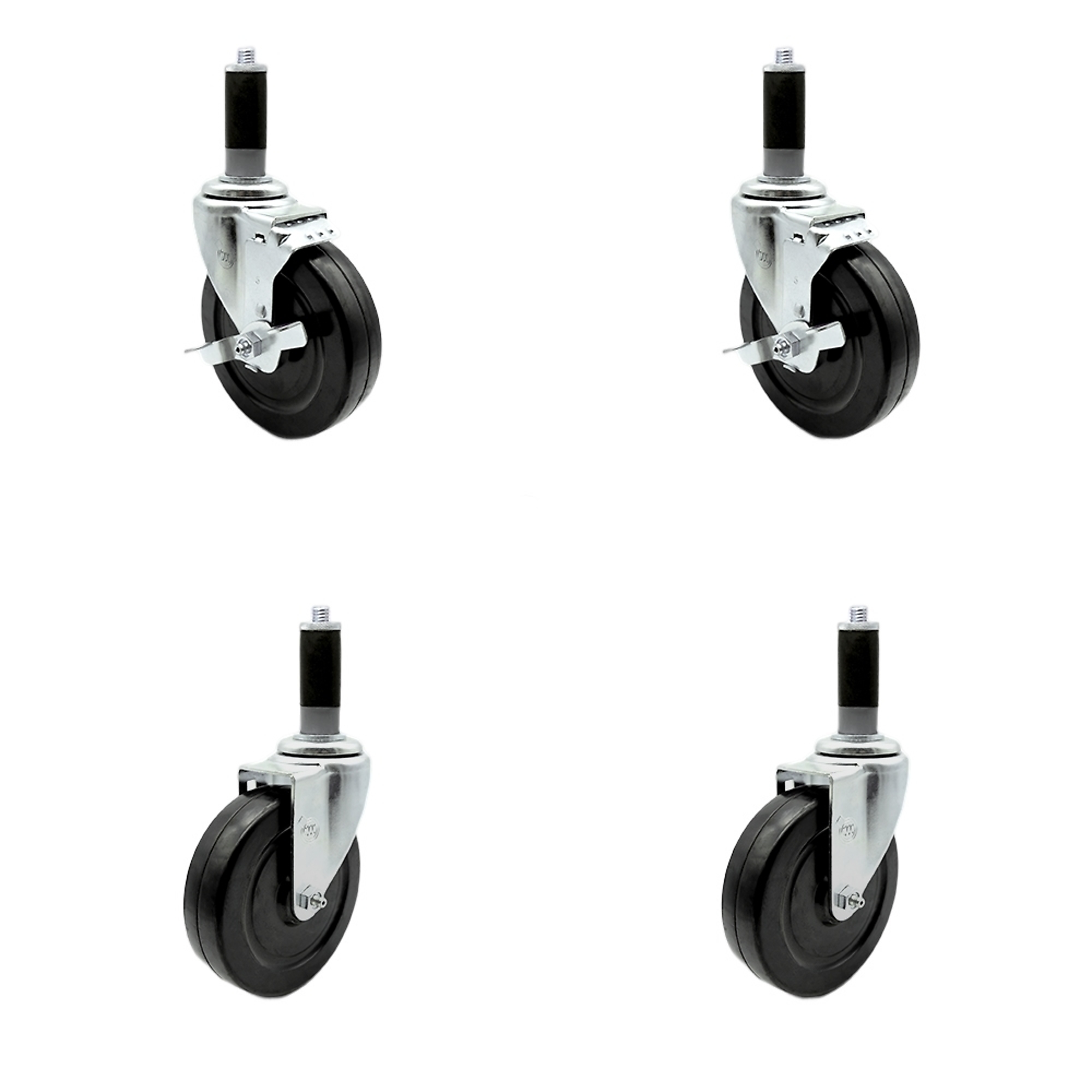 Service Caster, 5Inch x 1 1/4Inch Stem Casters, Wheel Diameter 5 in, Caster Type Swivel, Package (qty.) 4, Model SCC-SSEX20S514-HRS-2-TLB-2-MTG43