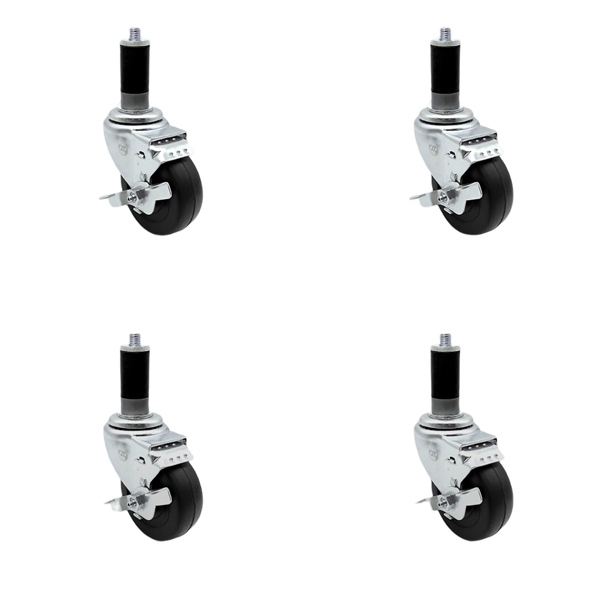 Service Caster, 3Inch x 1 1/4Inch Stem Casters, Wheel Diameter 3 in, Caster Type Swivel, Package (qty.) 4, Model SCC-SSEX20S314-HRS-TLB-MTG43-4