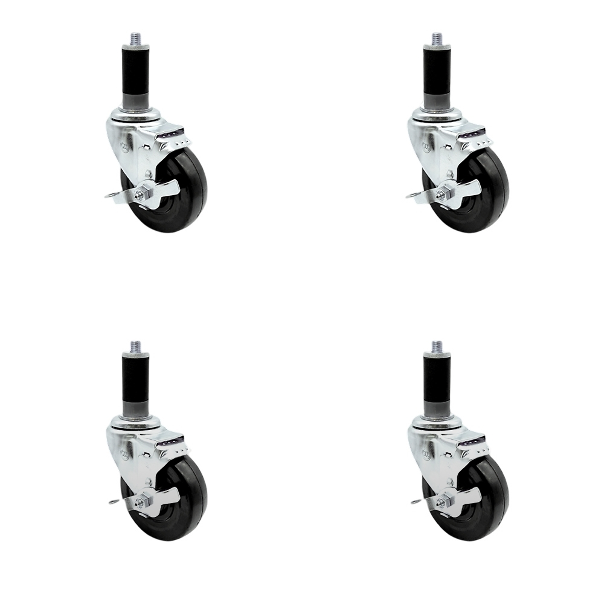 Service Caster, 4Inch x 1 1/4Inch Stem Casters, Wheel Diameter 4 in, Caster Type Swivel, Package (qty.) 4, Model SCC-SSEX20S414-HRS-TLB-MTG43-4