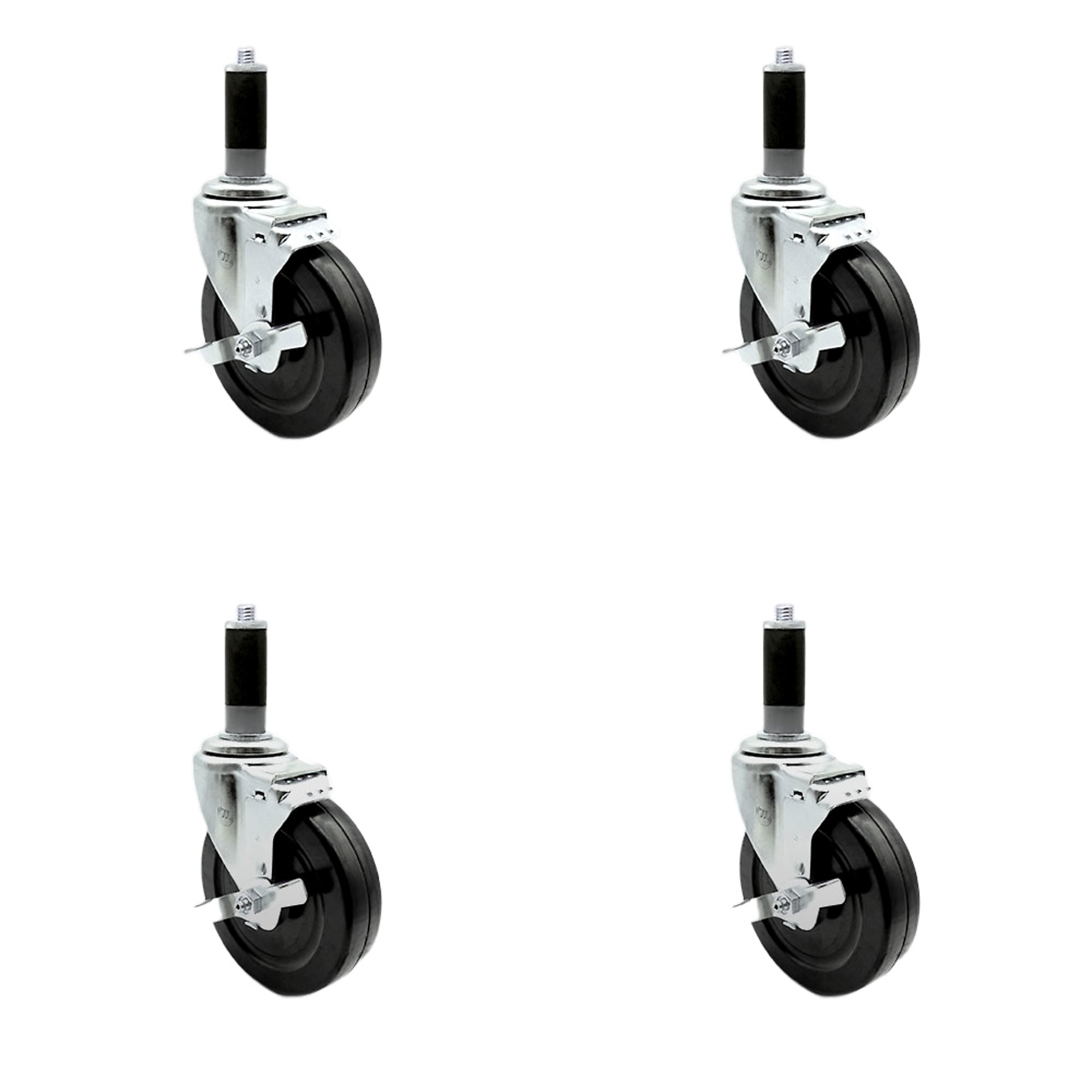 Service Caster, 5Inch x 1 1/4Inch Stem Casters, Wheel Diameter 5 in, Caster Type Swivel, Package (qty.) 4, Model SCC-SSEX20S514-HRS-TLB-MTG43-4