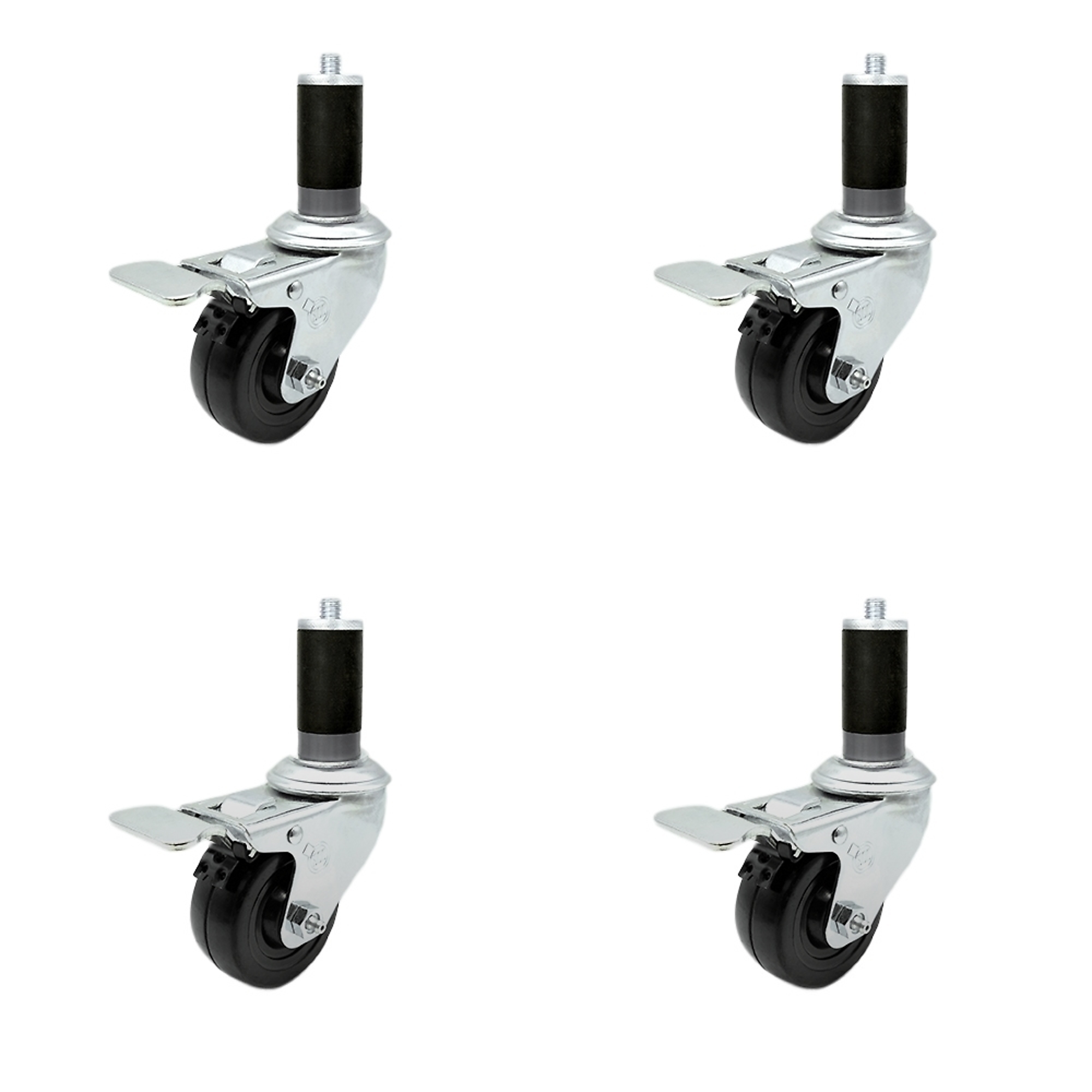 Service Caster, 3Inch x 1 1/4Inch Stem Casters, Wheel Diameter 3 in, Caster Type Swivel, Package (qty.) 4, Model SCC-SSTTLEX20S314-HRS-MTG45-4