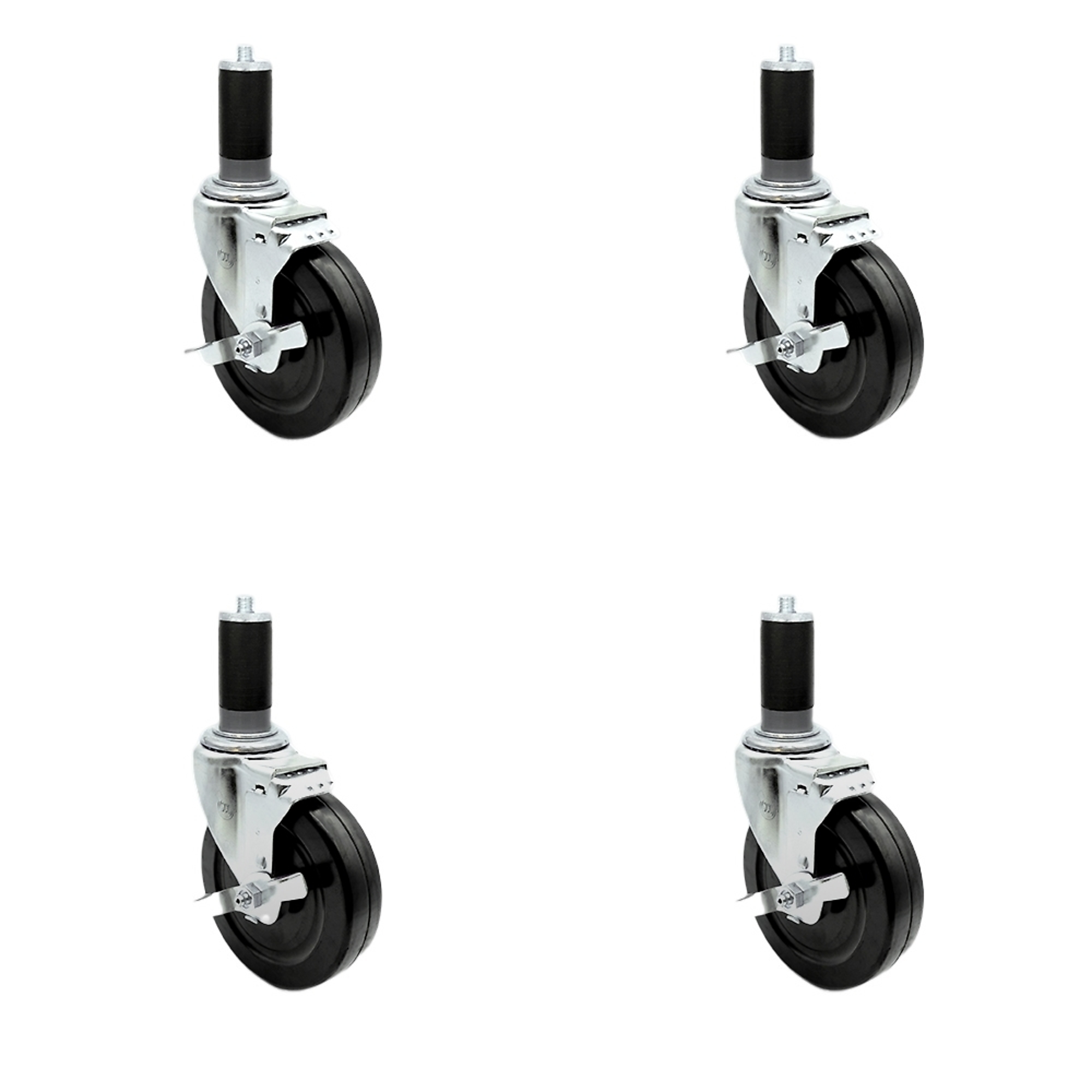 Service Caster, 5Inch x 1 1/4Inch Stem Casters, Wheel Diameter 5 in, Caster Type Swivel, Package (qty.) 4, Model SCC-SSEX20S514-HRS-TLB-MTG44-4