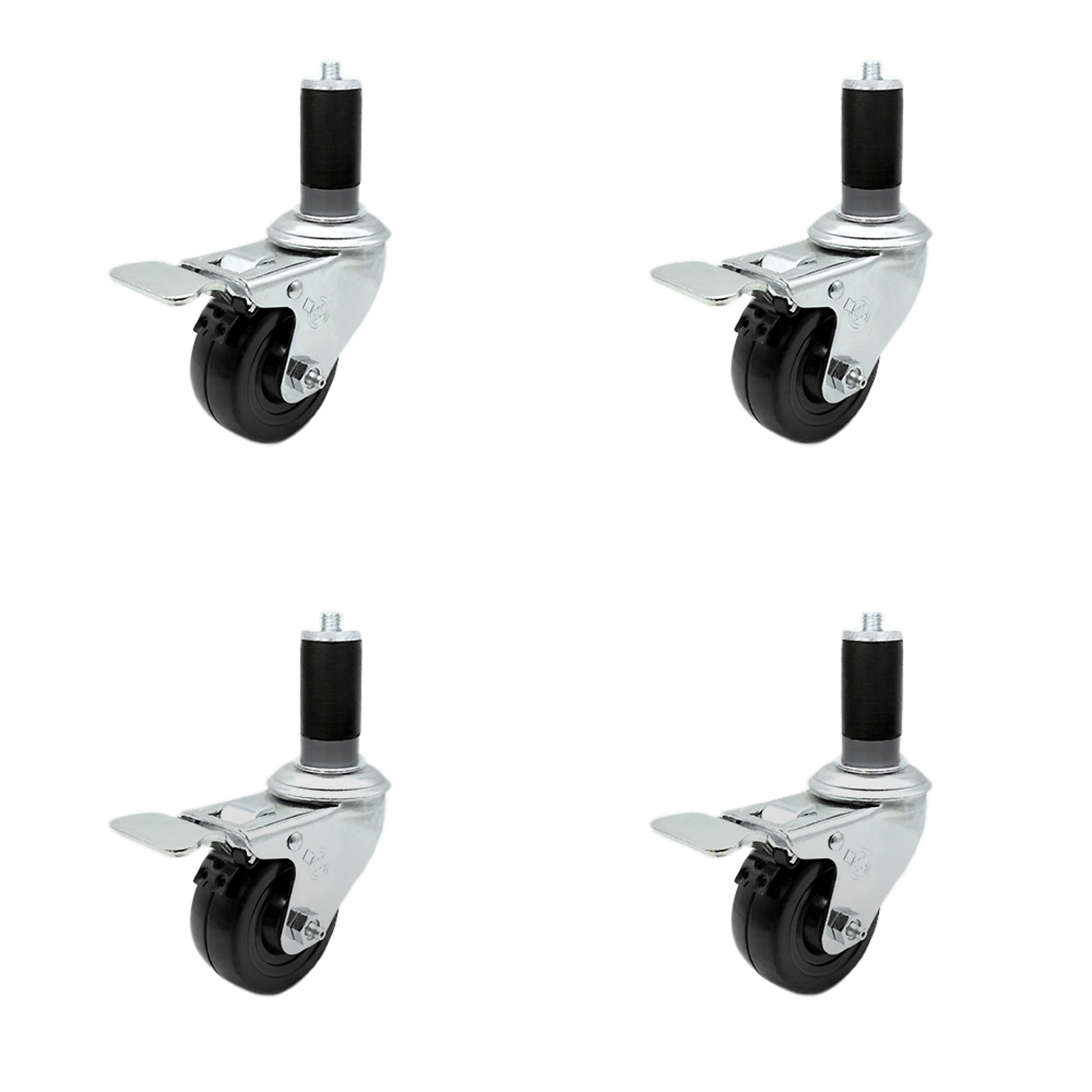 Service Caster, 3Inch x 1 1/4Inch Stem Casters, Wheel Diameter 3 in, Caster Type Swivel, Package (qty.) 4, Model SCC-SSTTLEX20S314-HRS-MTG44-4