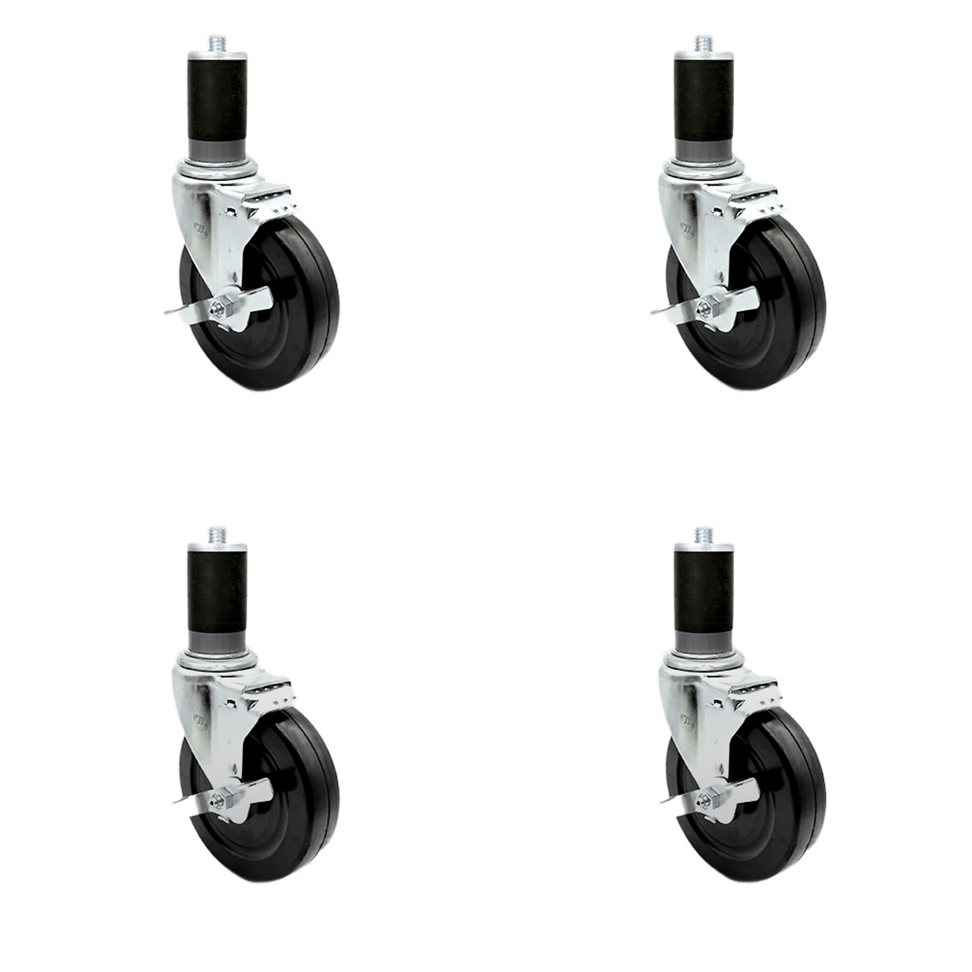 Service Caster, 5Inch x 1 1/4Inch Stem Casters, Wheel Diameter 5 in, Caster Type Swivel, Package (qty.) 4, Model SCC-SSEX20S514-HRS-TLB-MTG46-4