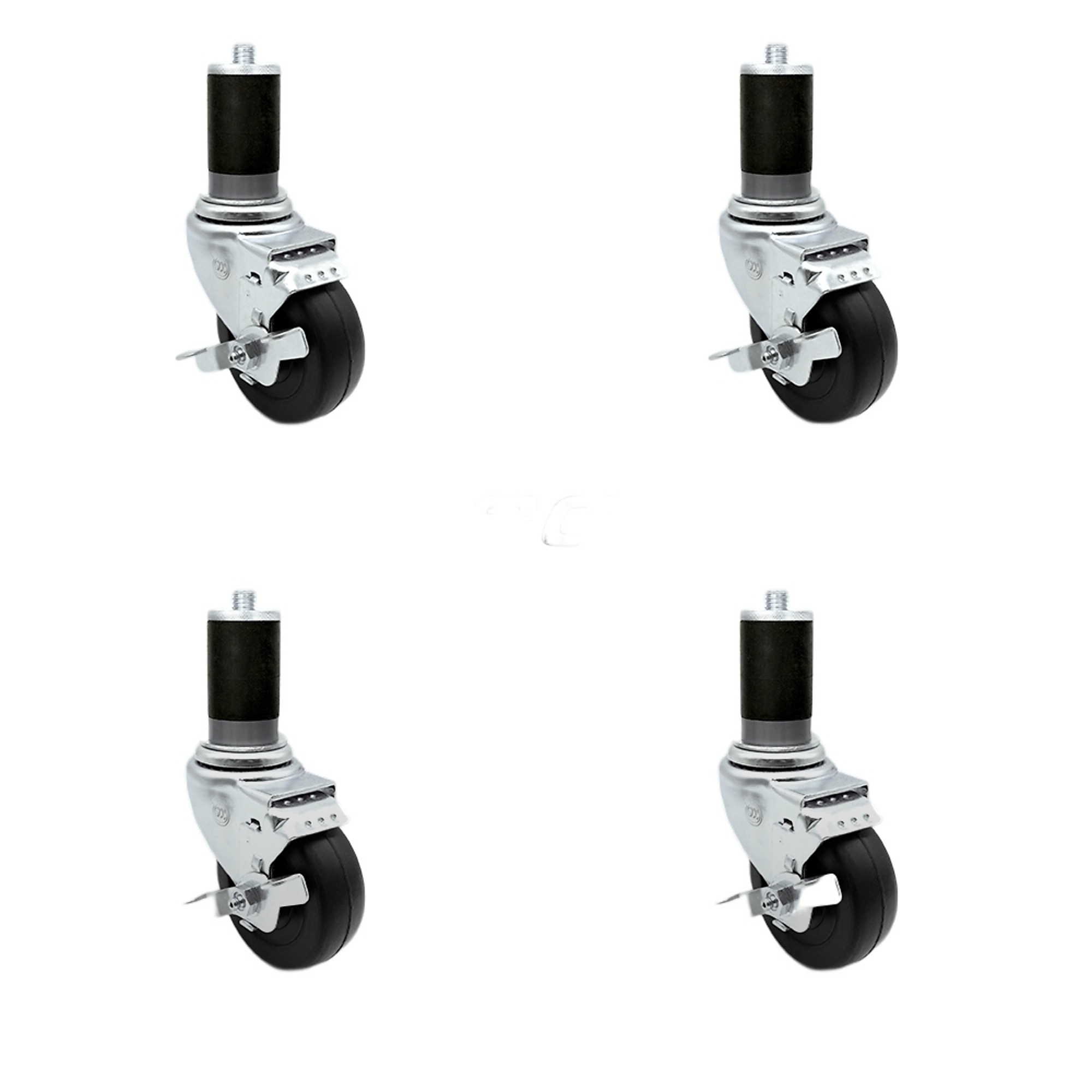 Service Caster, 3Inch x 1 1/4Inch Stem Casters, Wheel Diameter 3 in, Caster Type Swivel, Package (qty.) 4, Model SCC-SSEX20S314-HRS-TLB-MTG46-4