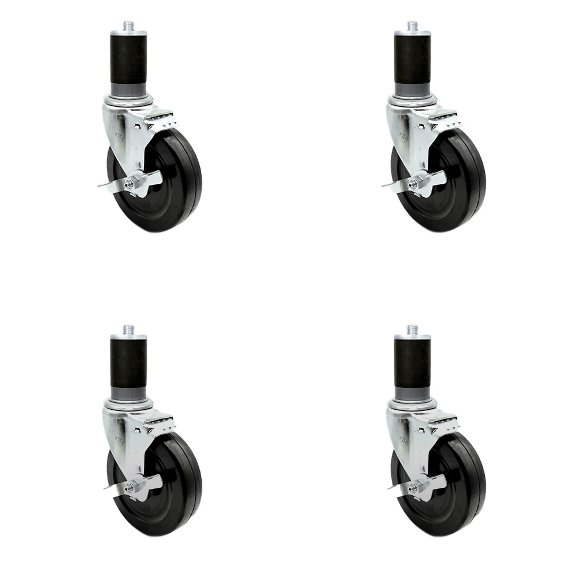 Service Caster, 5Inch x 1 1/4Inch Stem Casters, Wheel Diameter 5 in, Caster Type Swivel, Package (qty.) 4, Model SCC-SSEX20S514-HRS-TLB-MTG47-4