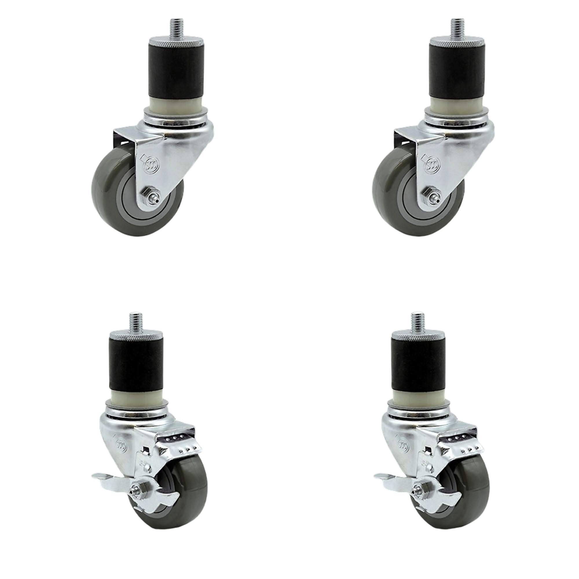 Service Caster, 3 1/2Inch x 1 1/4Inch Stem Casters, Wheel Diameter 3.5 in, Caster Type Swivel, Package (qty.) 4, Model SCC-EX20S3514-PPUB-2-TLB-2-