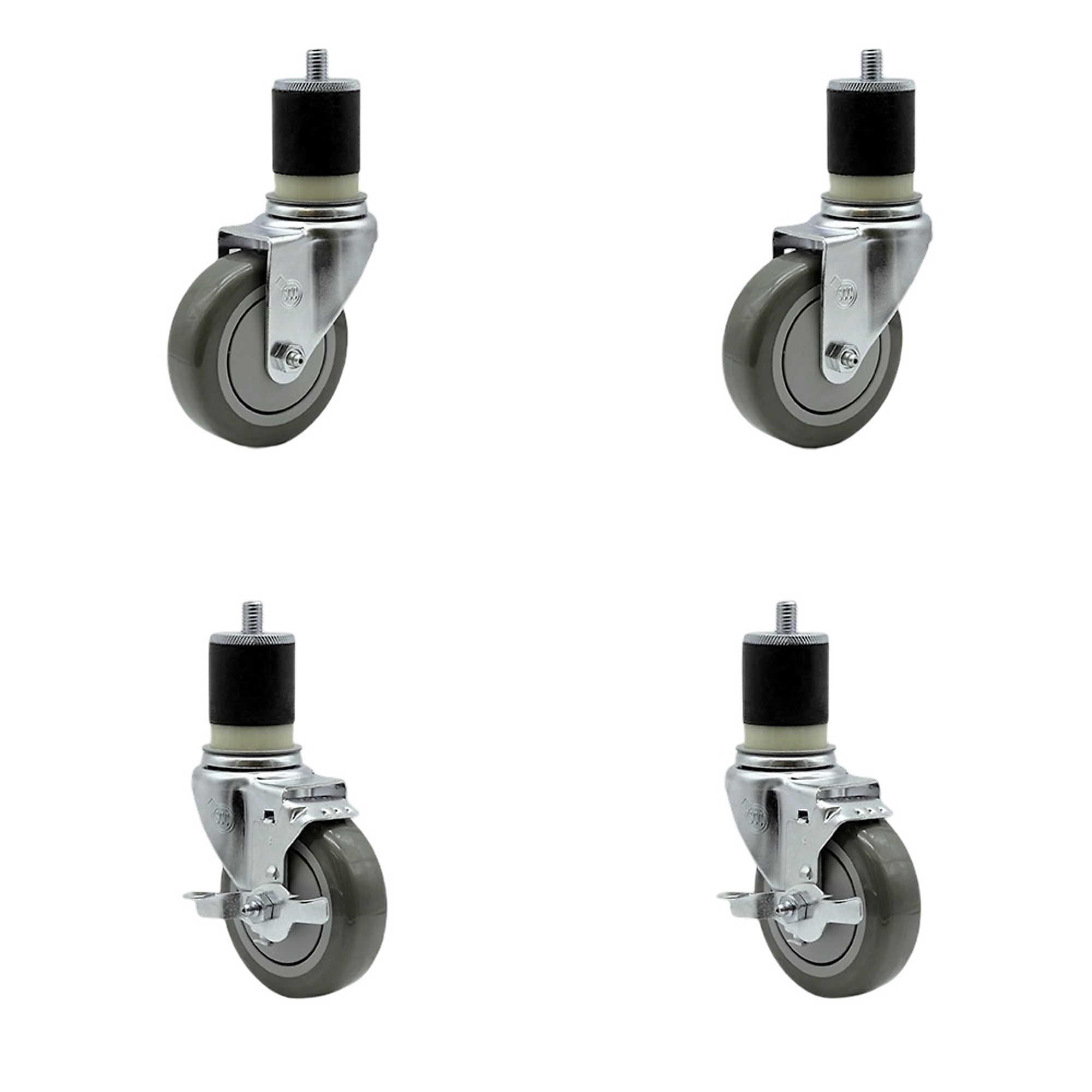 Service Caster, 4Inch x 1 1/4Inch Stem Casters, Wheel Diameter 4 in, Caster Type Swivel, Package (qty.) 4, Model SCC-EX20S414-PPUB-2-TLB-2-MTG21