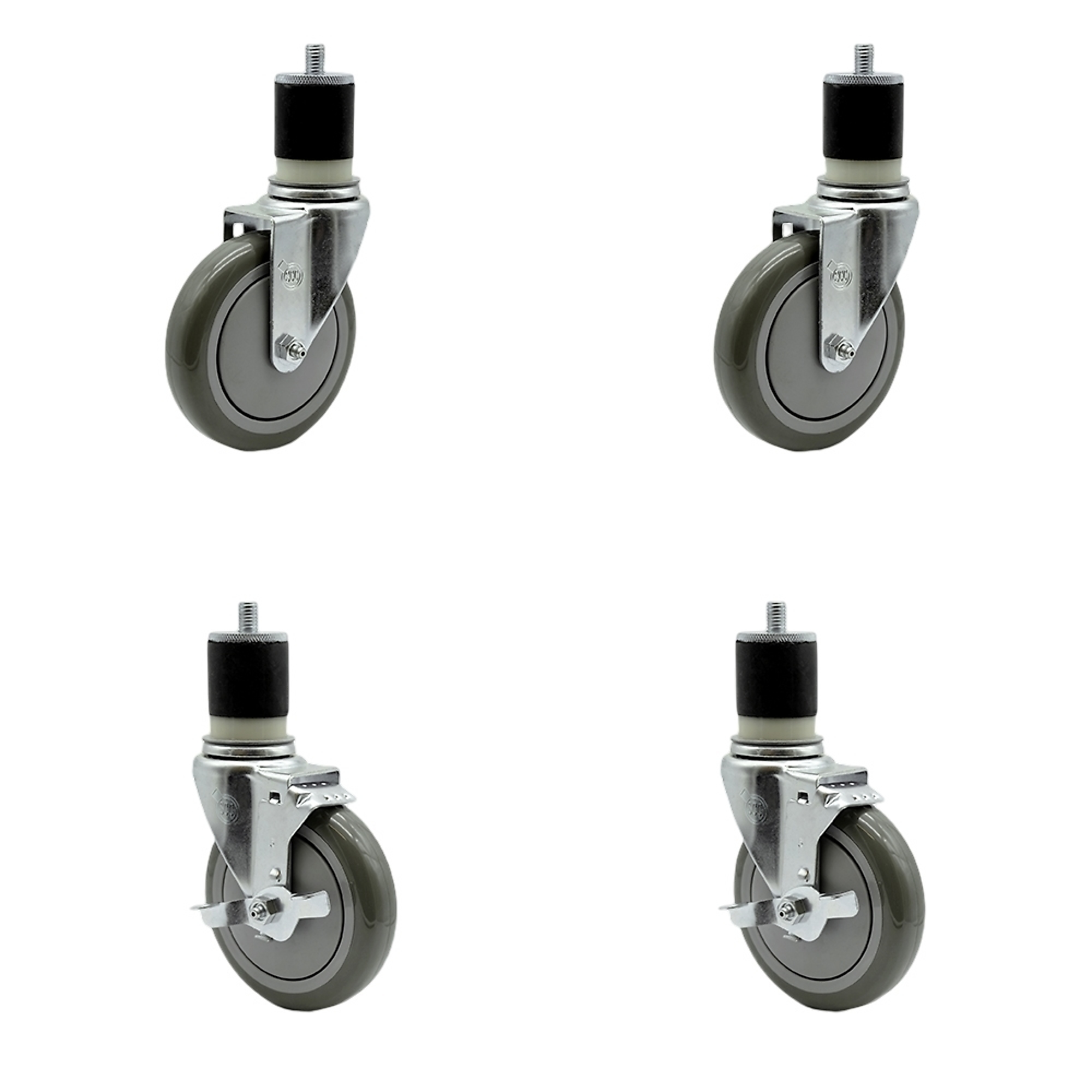 Service Caster, 5Inch x 1 1/4Inch Stem Casters, Wheel Diameter 5 in, Caster Type Swivel, Package (qty.) 4, Model SCC-EX20S514-PPUB-2-TLB-2-MTG21