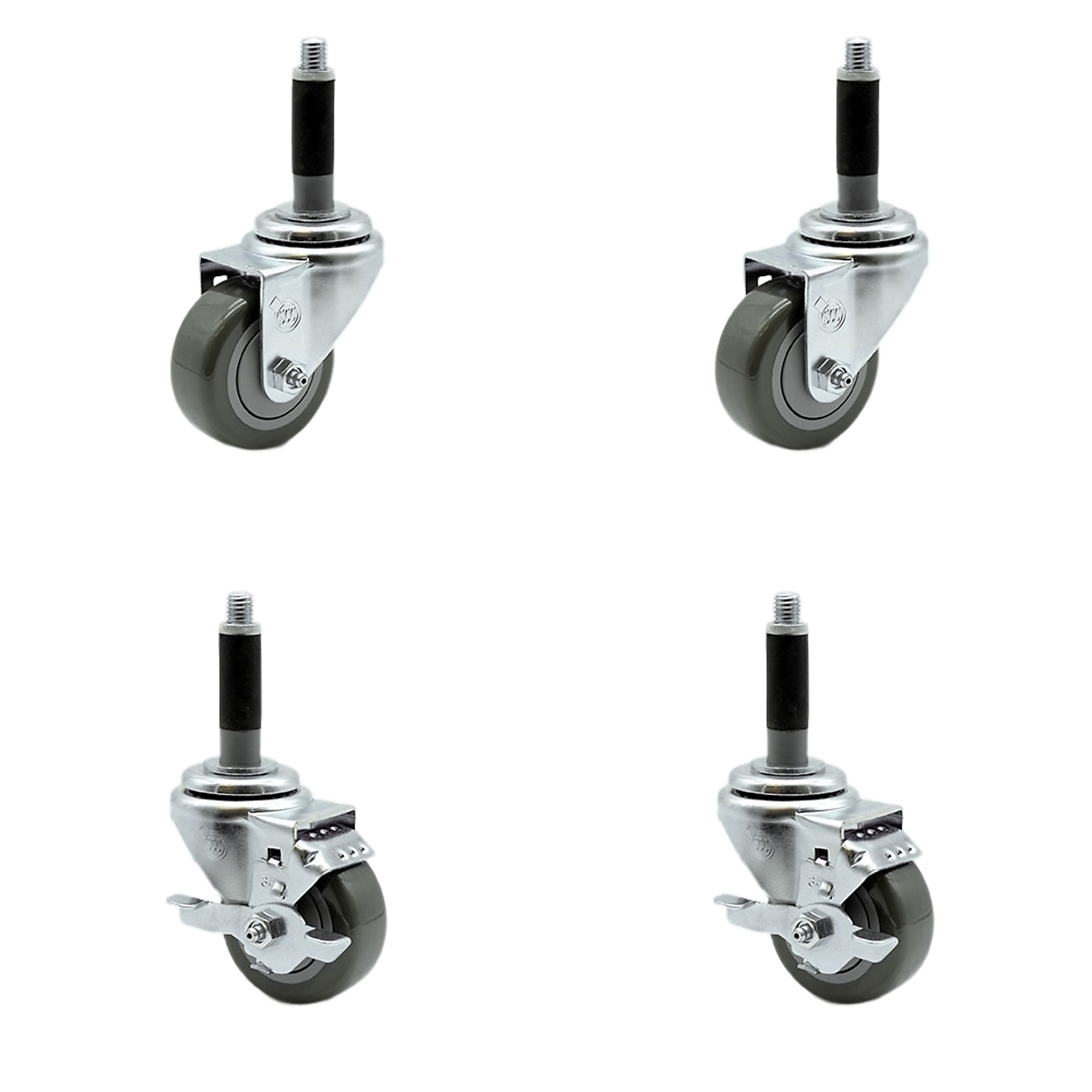 Service Caster, 3 1/2Inch x 1 1/4Inch Stem Casters, Wheel Diameter 3.5 in, Caster Type Swivel, Package (qty.) 4, Model SCC-EX20S3514-PPUB-2-TLB-2-