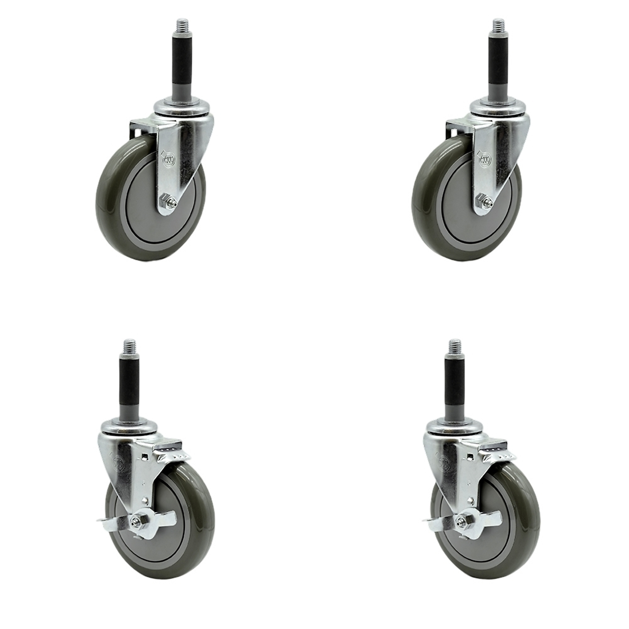 Service Caster, 5Inch x 1 1/4Inch Stem Casters, Wheel Diameter 5 in, Caster Type Swivel, Package (qty.) 4, Model SCC-EX20S514-PPUB-2-TLB-2-MTG40