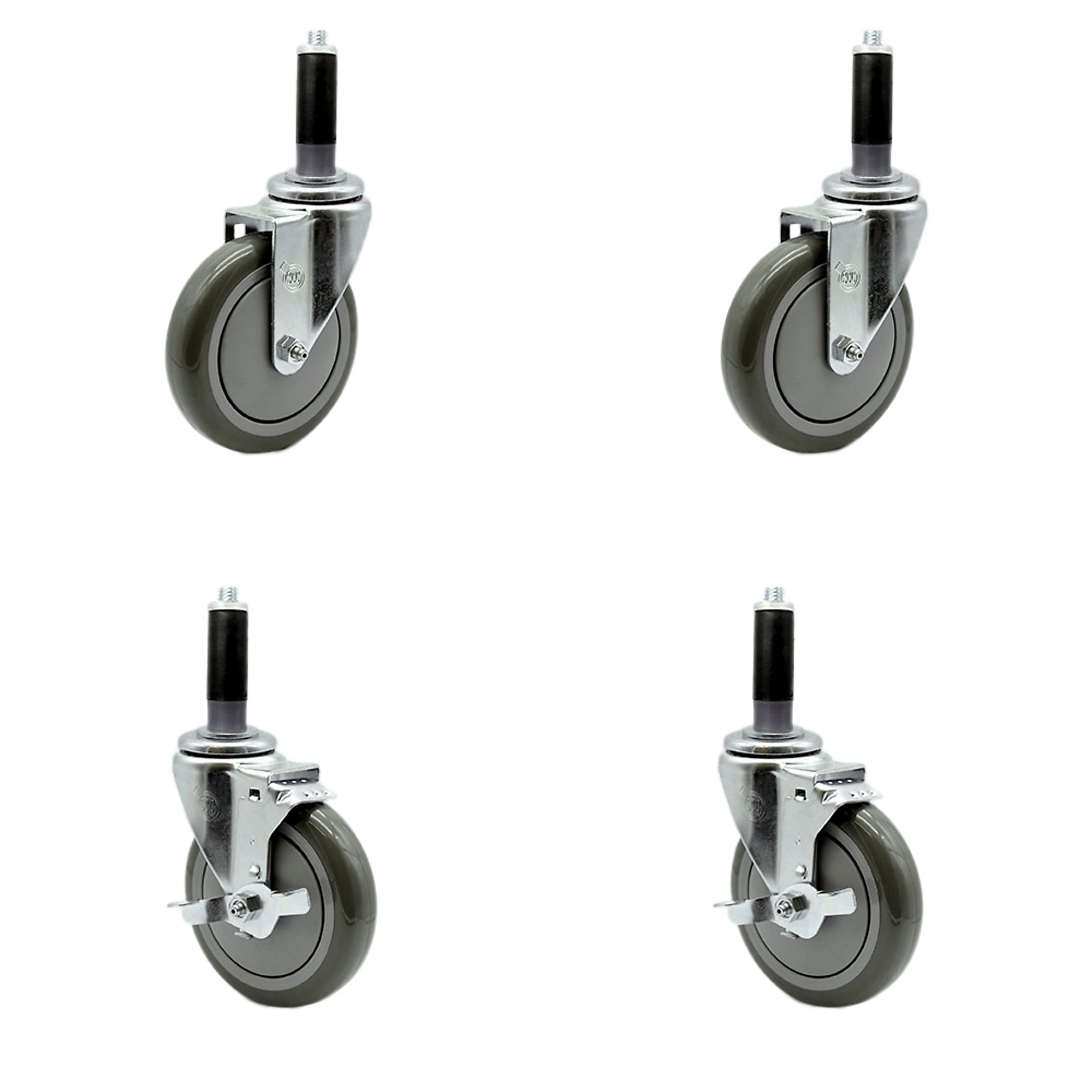 Service Caster, 5Inch x 1 1/4Inch Stem Casters, Wheel Diameter 5 in, Caster Type Swivel, Package (qty.) 4, Model SCC-EX20S514-PPUB-2-TLB-2-MTG41